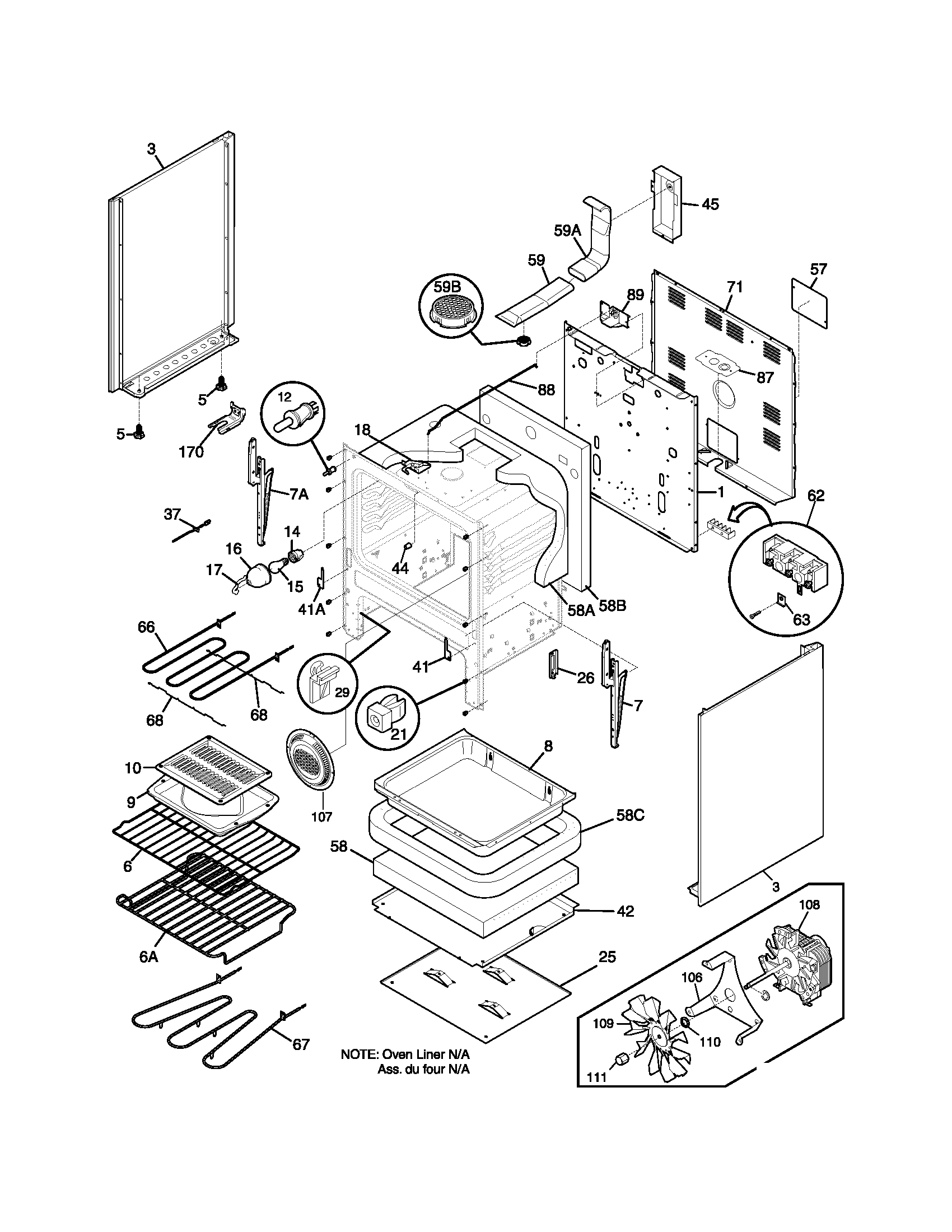 Frigidaire FEF379ACJ body diagram