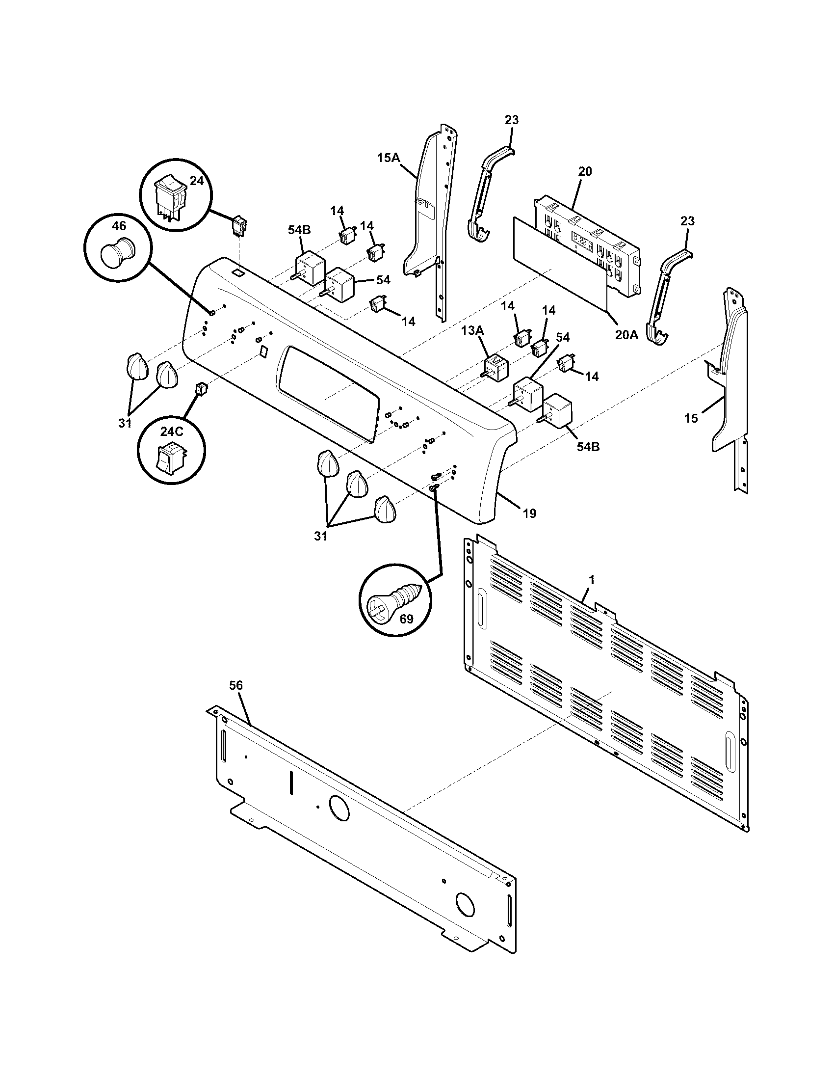 Frigidaire GSE3WZCSD backguard diagram