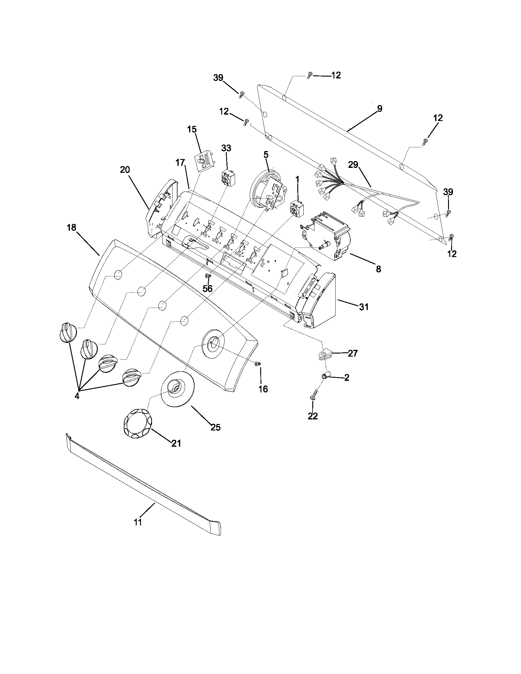 Frigidaire GLWS1649AS4 control/panel diagram