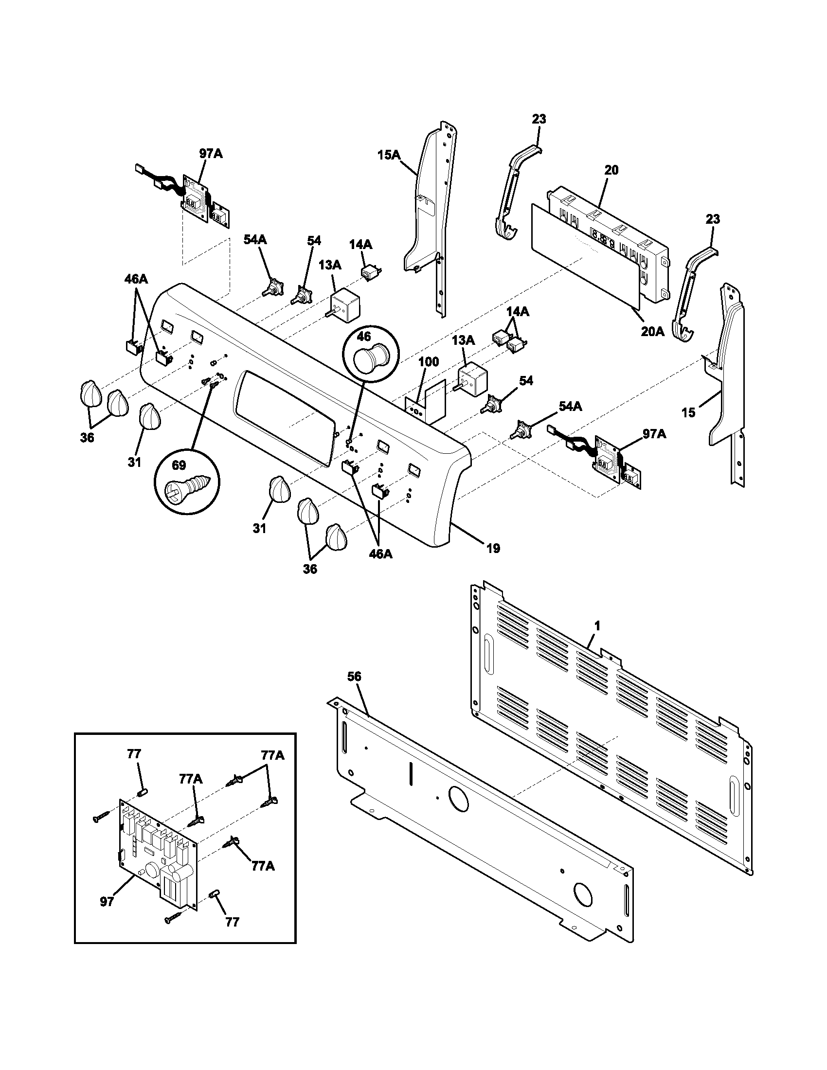 Frigidaire PLEF398CCD backguard diagram