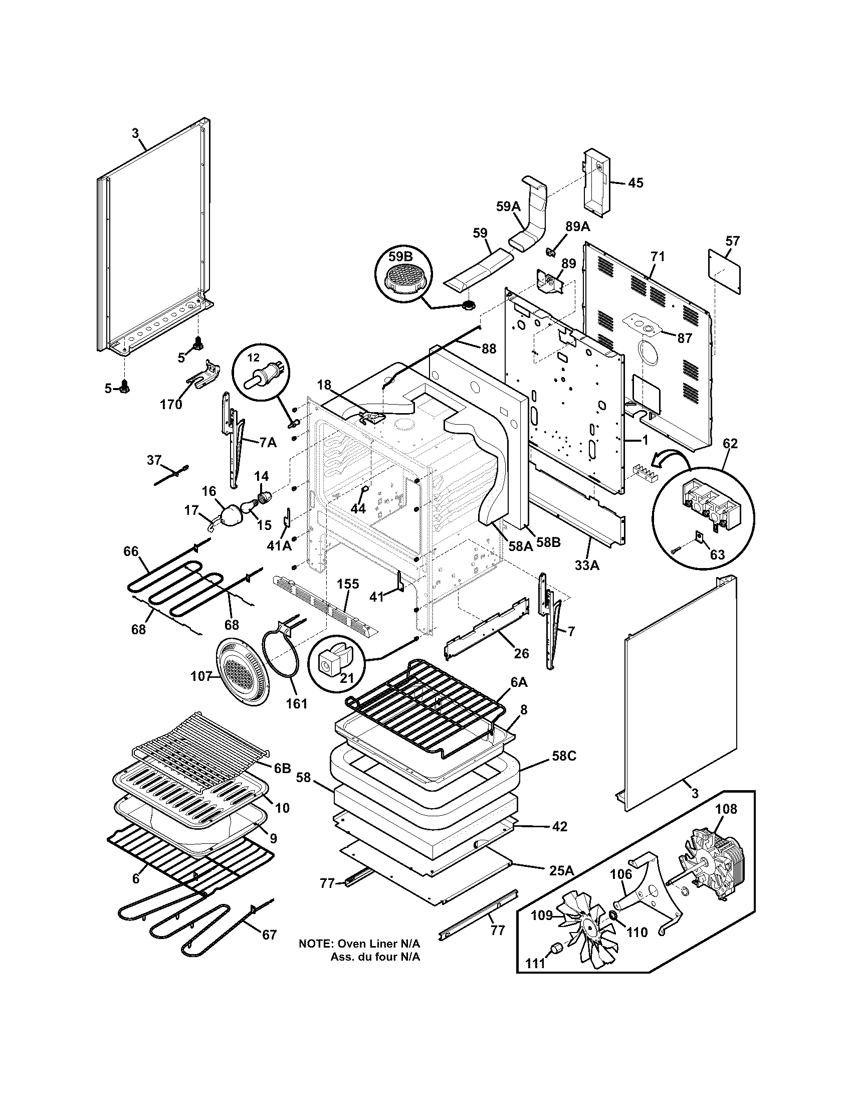Frigidaire PLEF398CCD body diagram