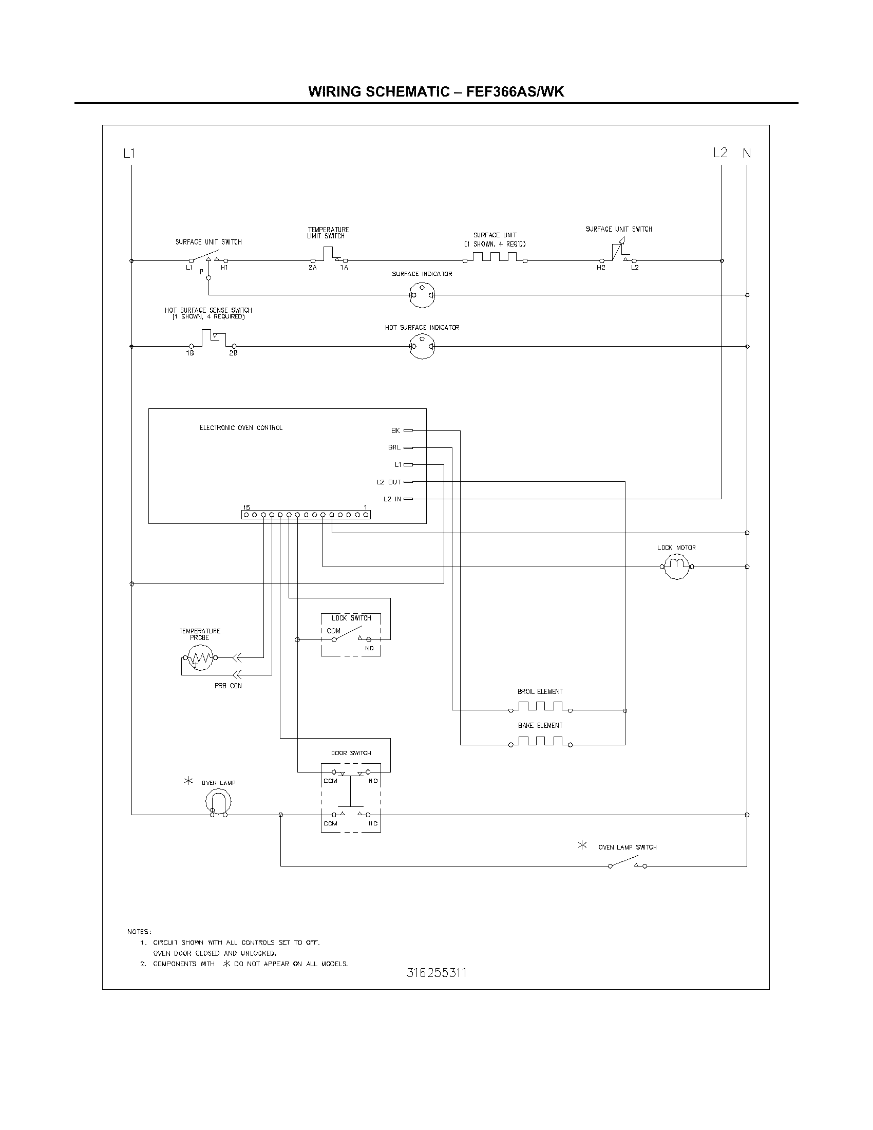 Frigidaire FEF366ASJ wiring schematic diagram