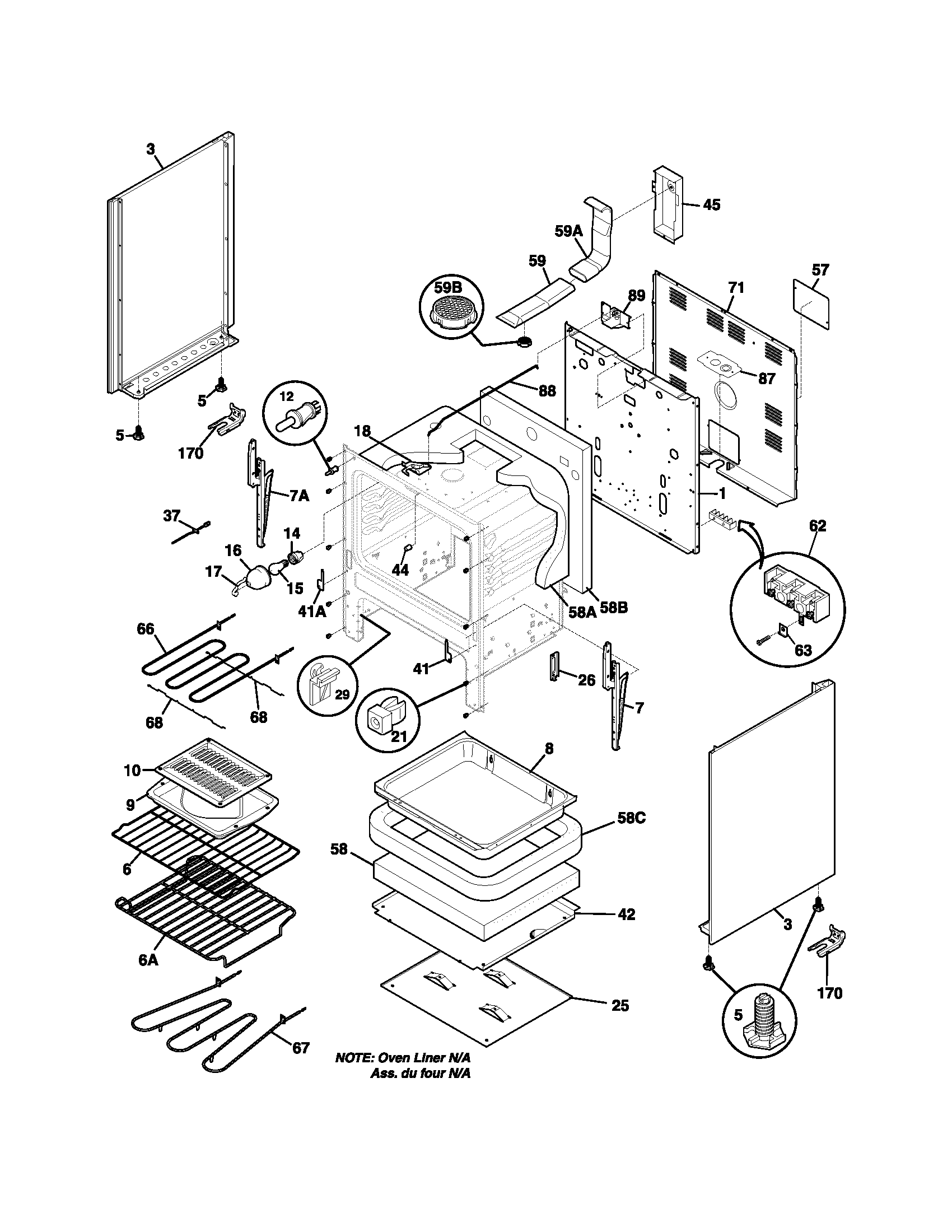 Frigidaire FEF366CCE body diagram