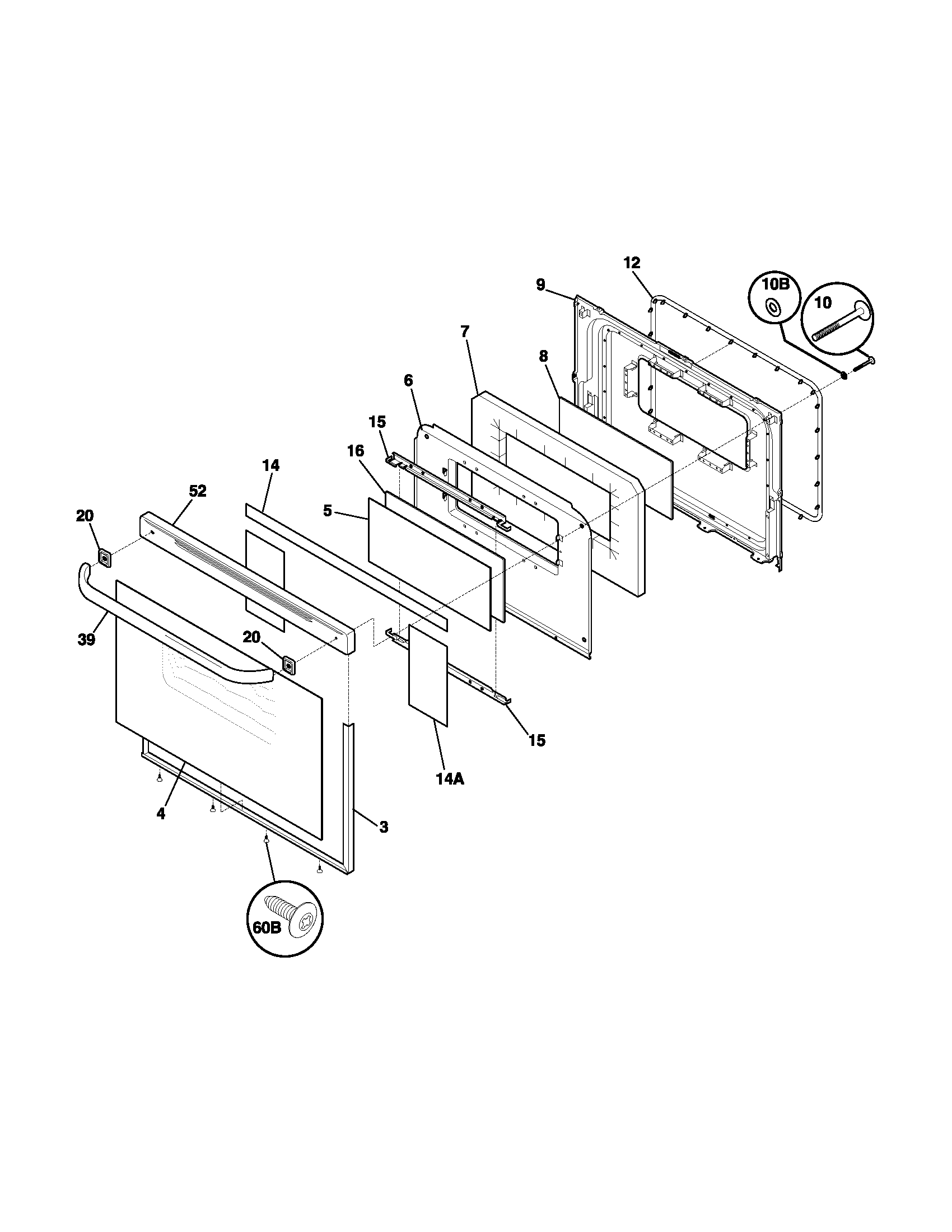 Frigidaire FEF351CSB door diagram