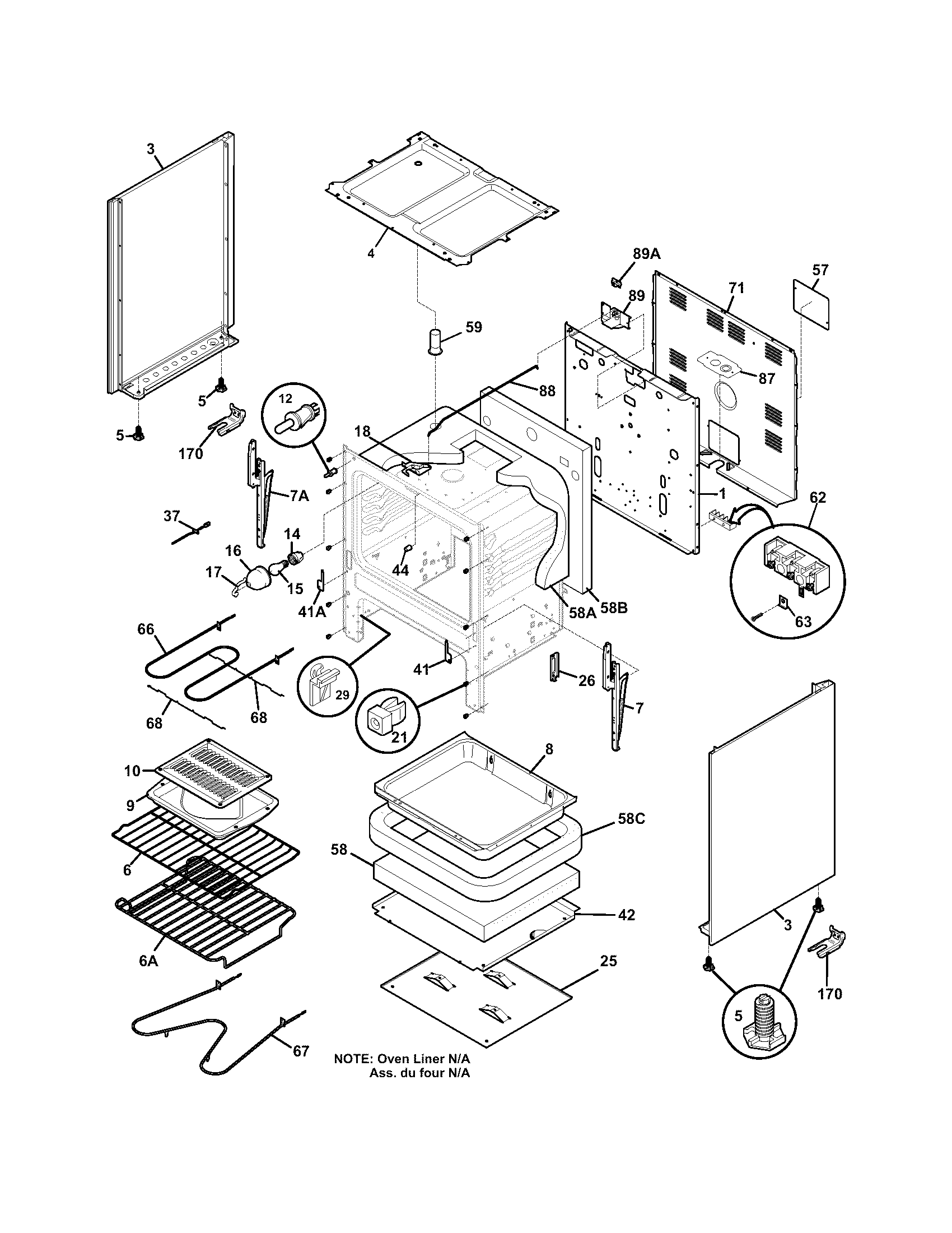 Frigidaire FEF355AQH body diagram