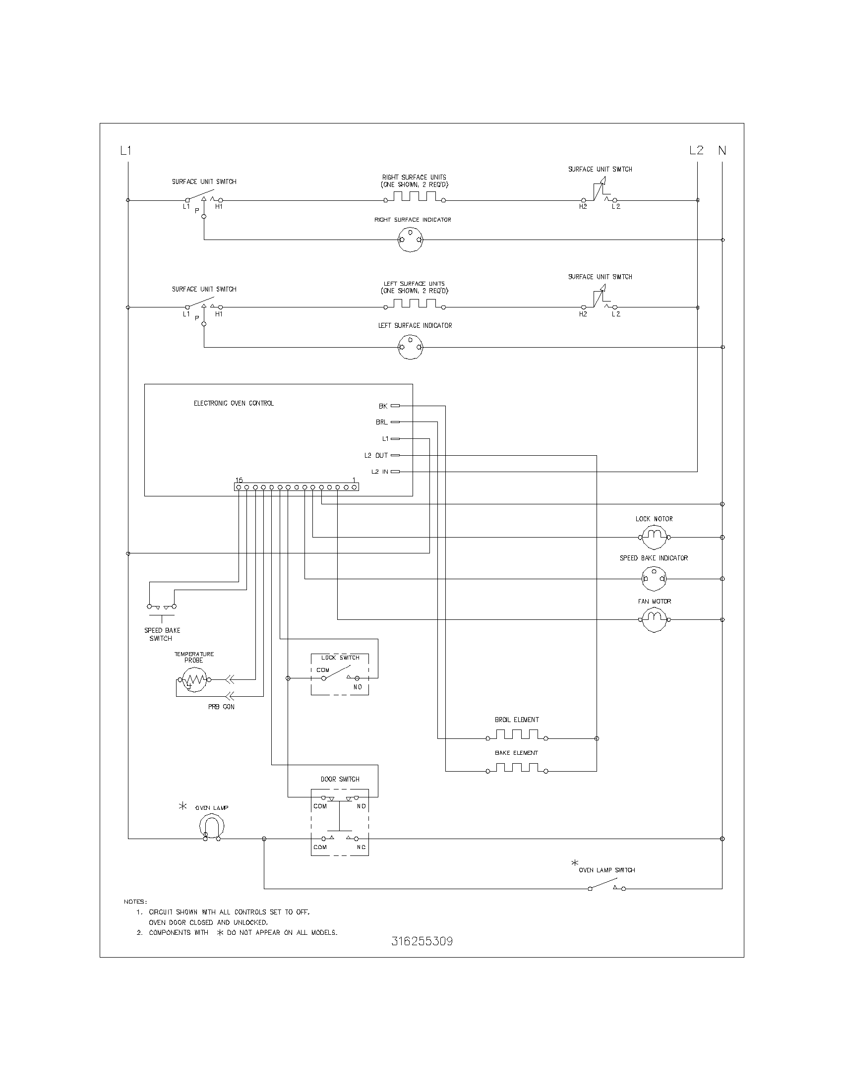Frigidaire FEF357BSF wiring schematic diagram