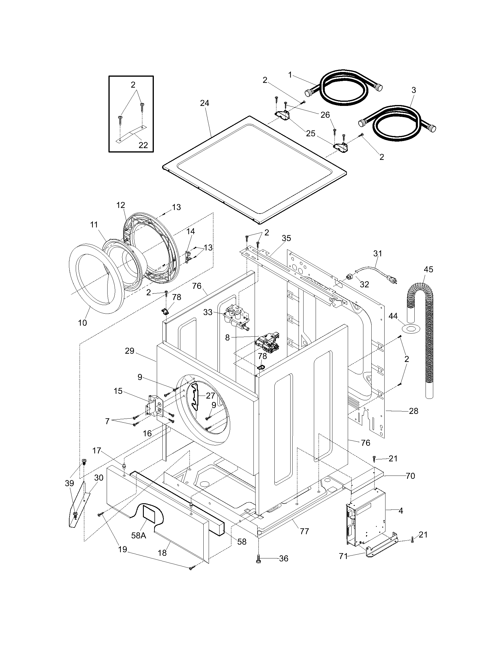 Frigidaire FWTBB30DS0 cabinet/top diagram