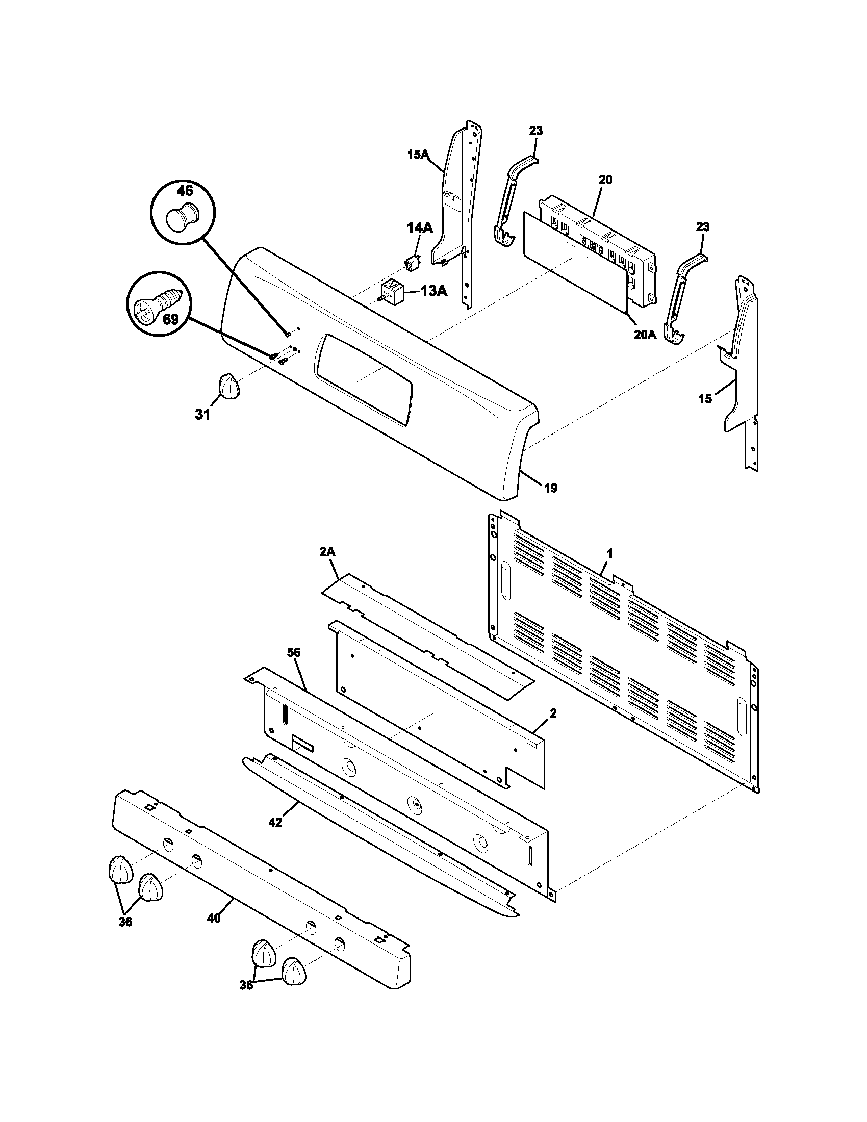 Frigidaire PLGF389CCD backguard diagram