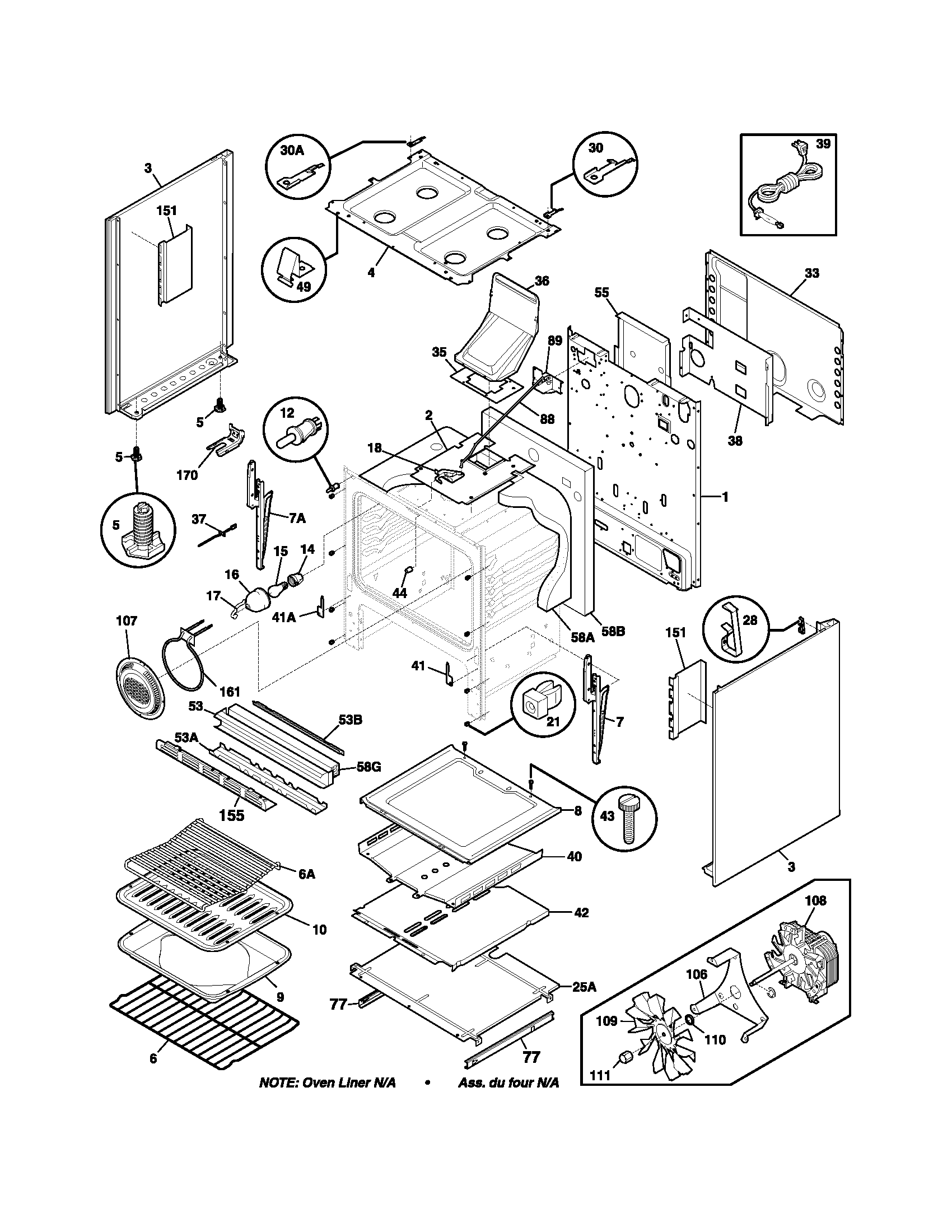 Frigidaire PLGF389CCD body diagram