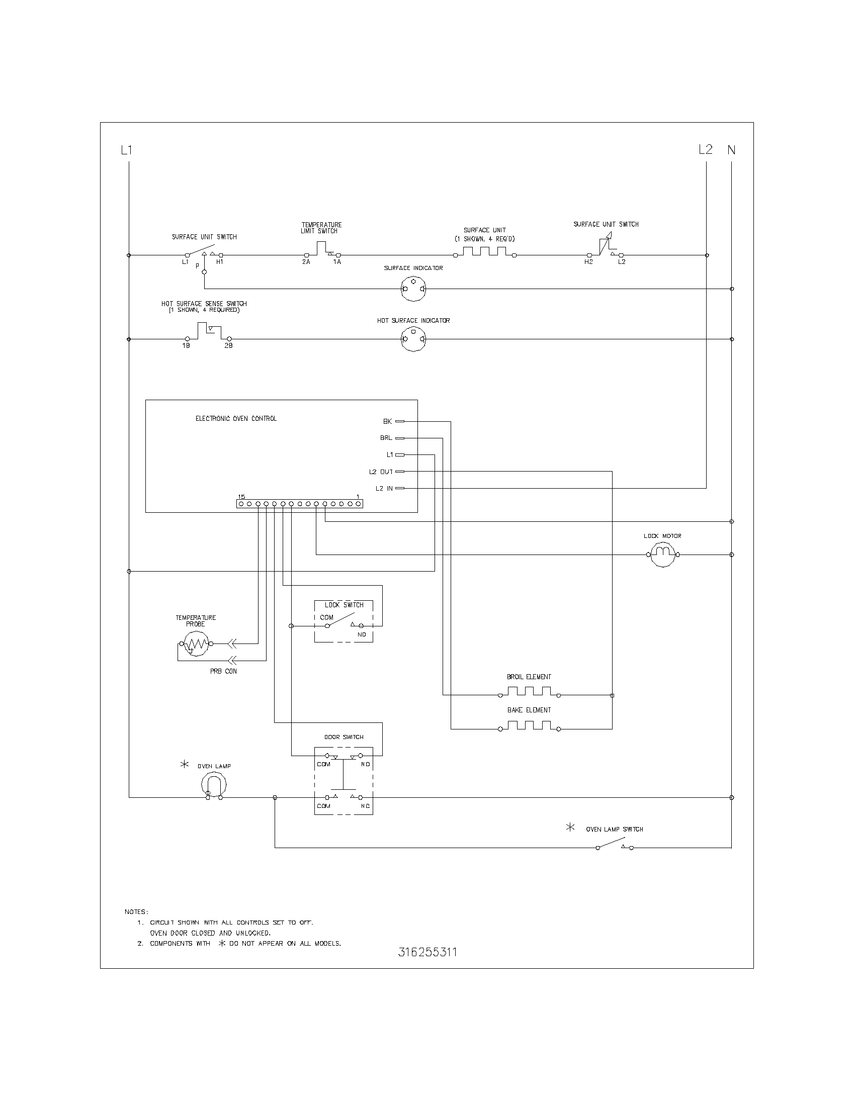 Frigidaire FEF365ASK wiring schematic diagram