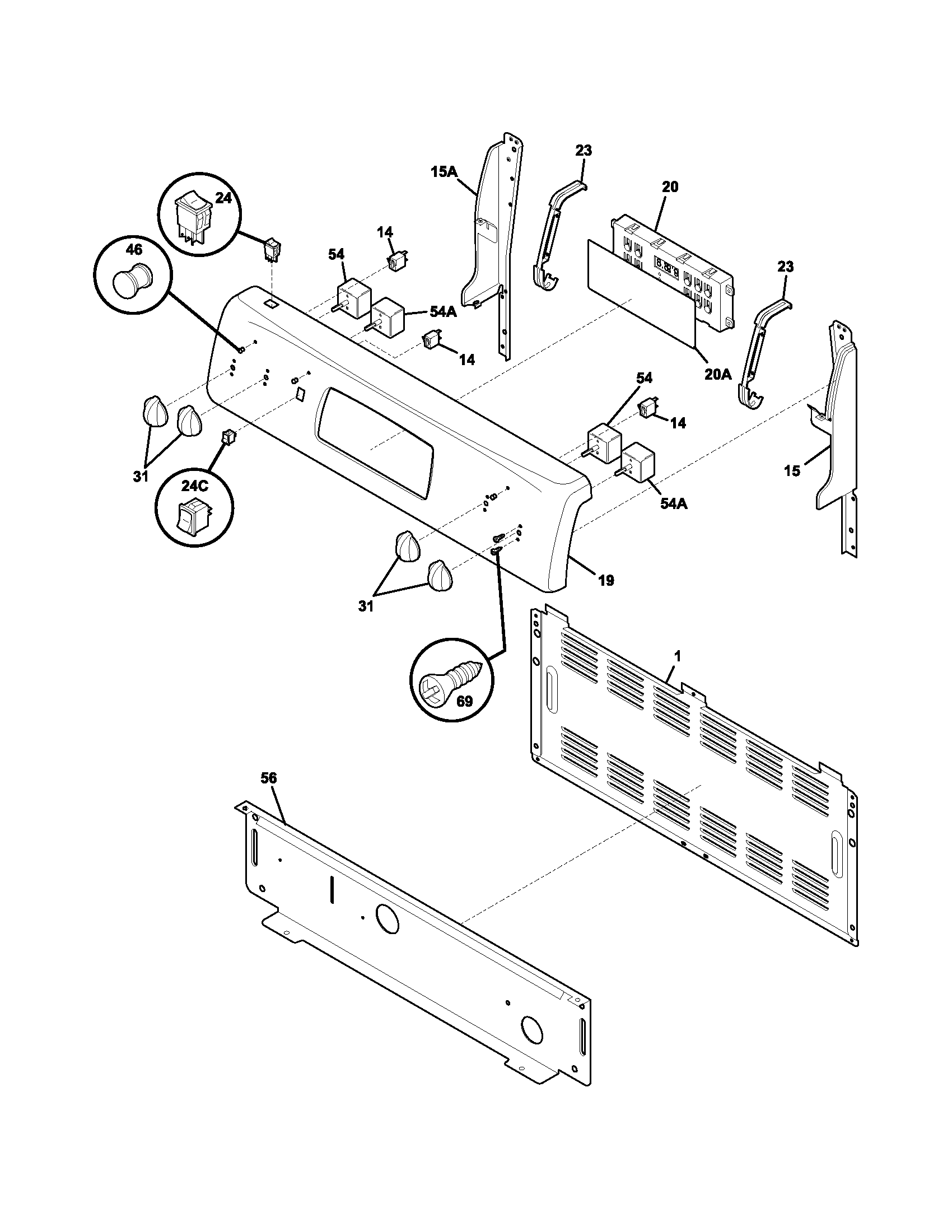 Frigidaire FEF376ASL backguard diagram