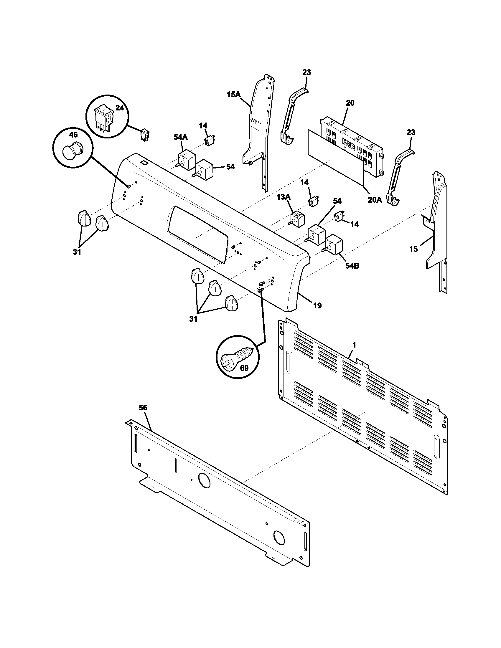 Frigidaire FEFB68CQD backguard diagram