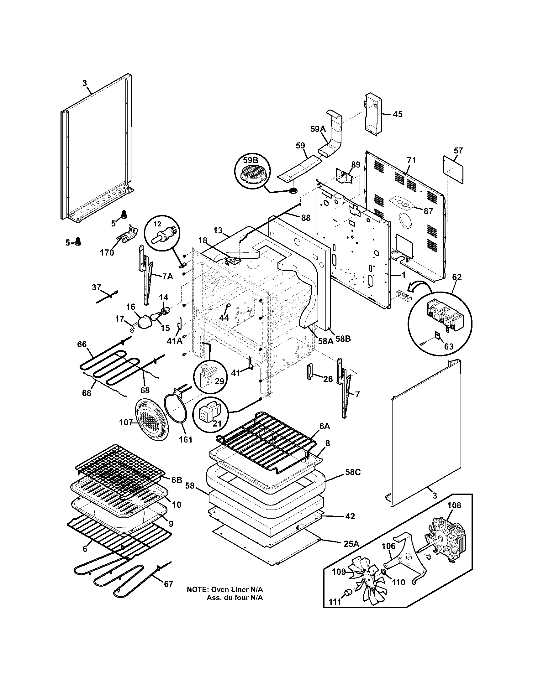 Frigidaire GLEF396CQD body diagram