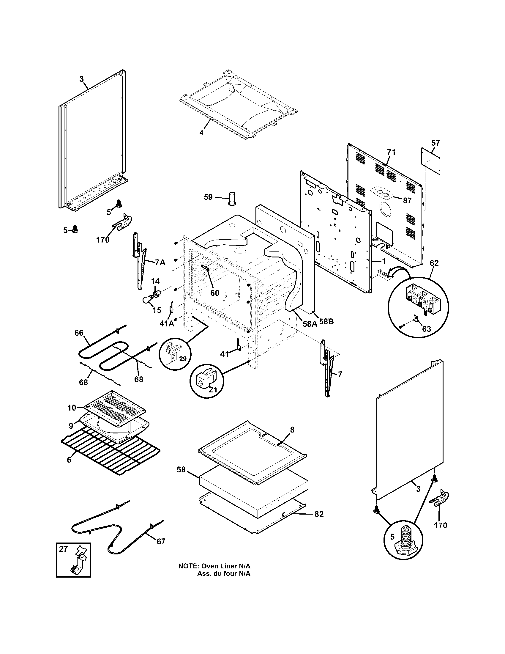Tappan TEF317BUC body diagram