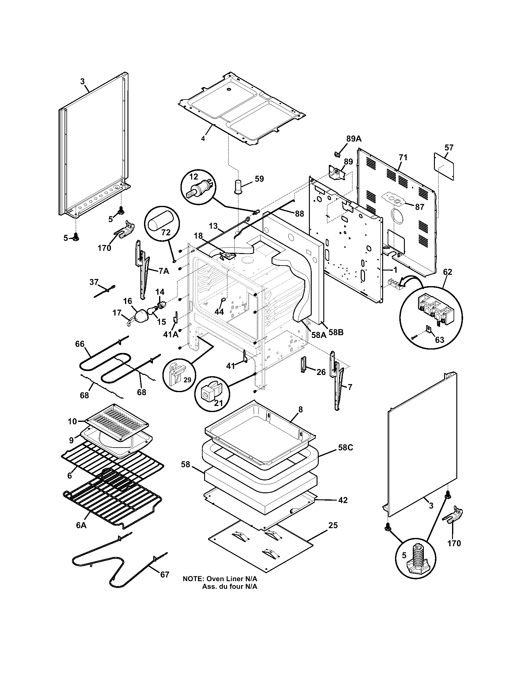 Tappan TEF353ASF body diagram