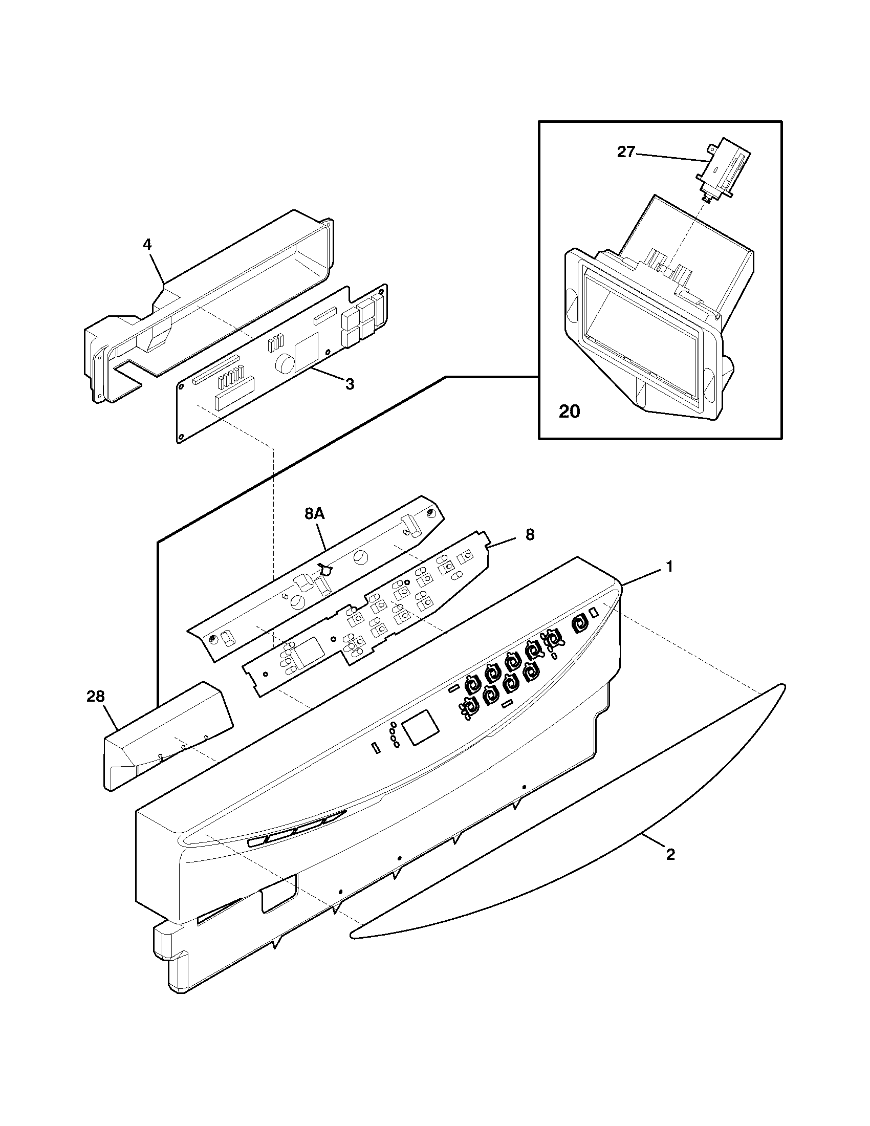Frigidaire GLD2350RCS1 control panel diagram