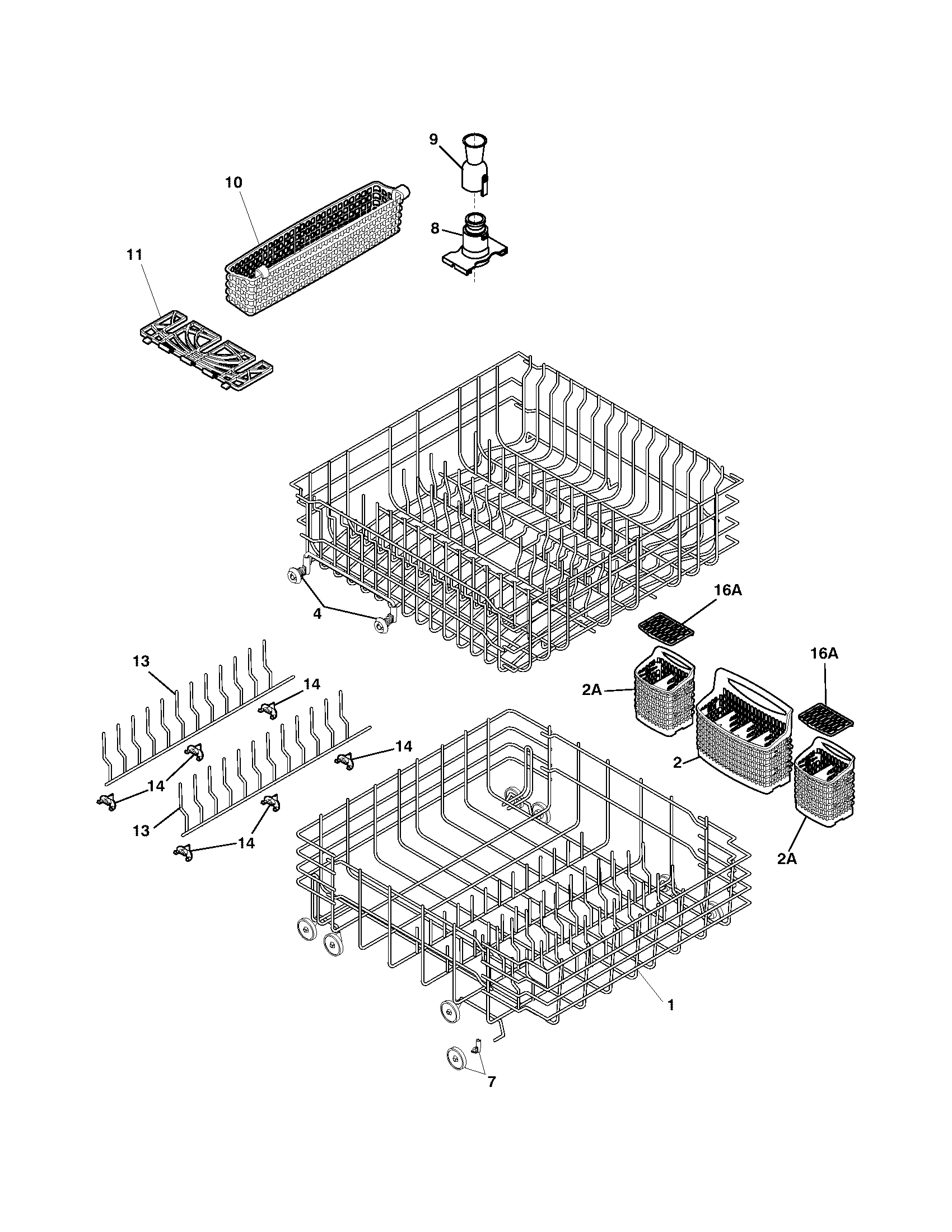 Frigidaire GLD2350RCS1 racks diagram