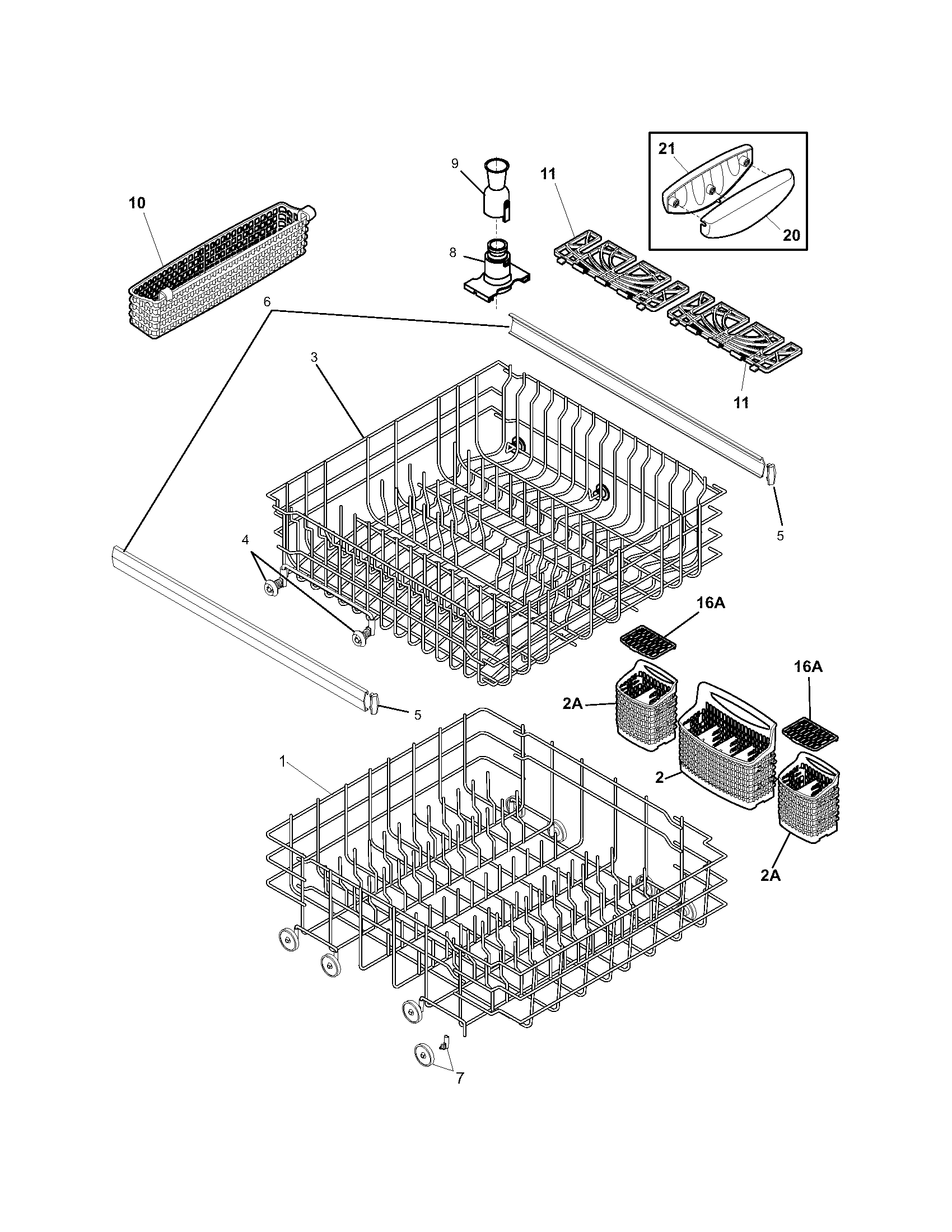 Frigidaire GLD2155RDC1 racks diagram