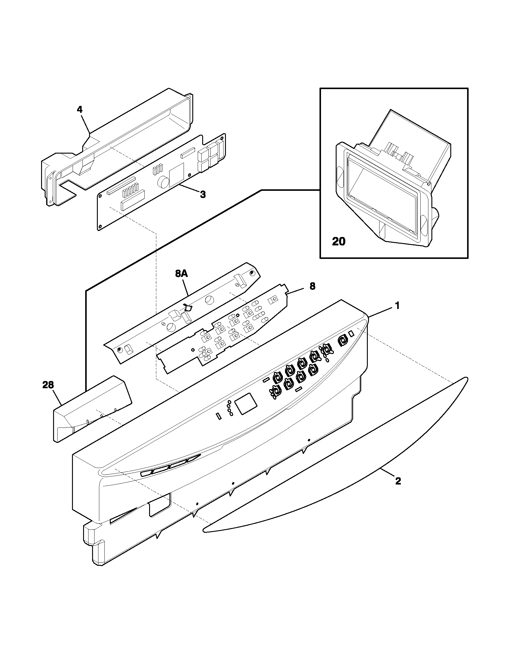 Frigidaire GLD2161SCB1 control panel diagram