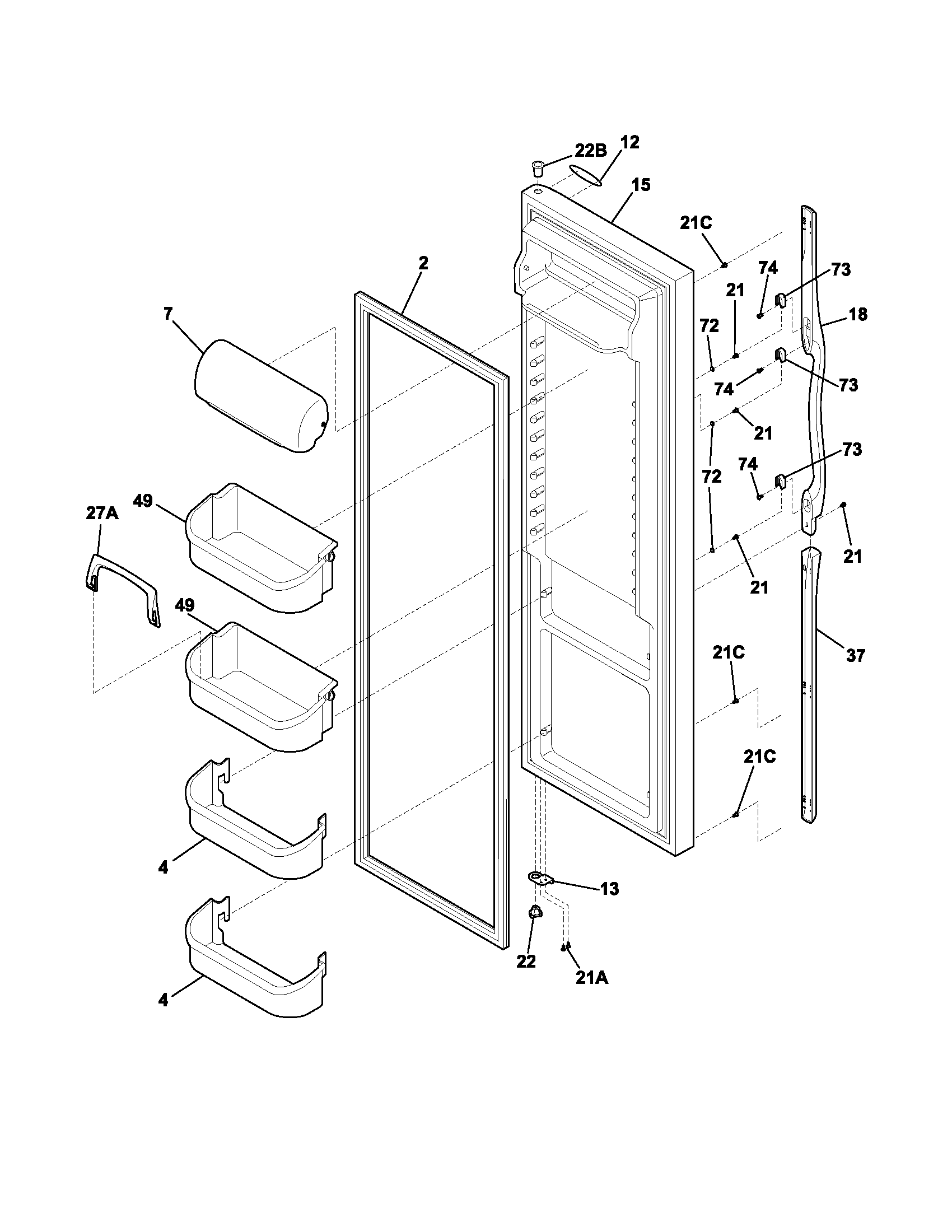 Frigidaire FRS23H7CSB2 refrigerator door diagram