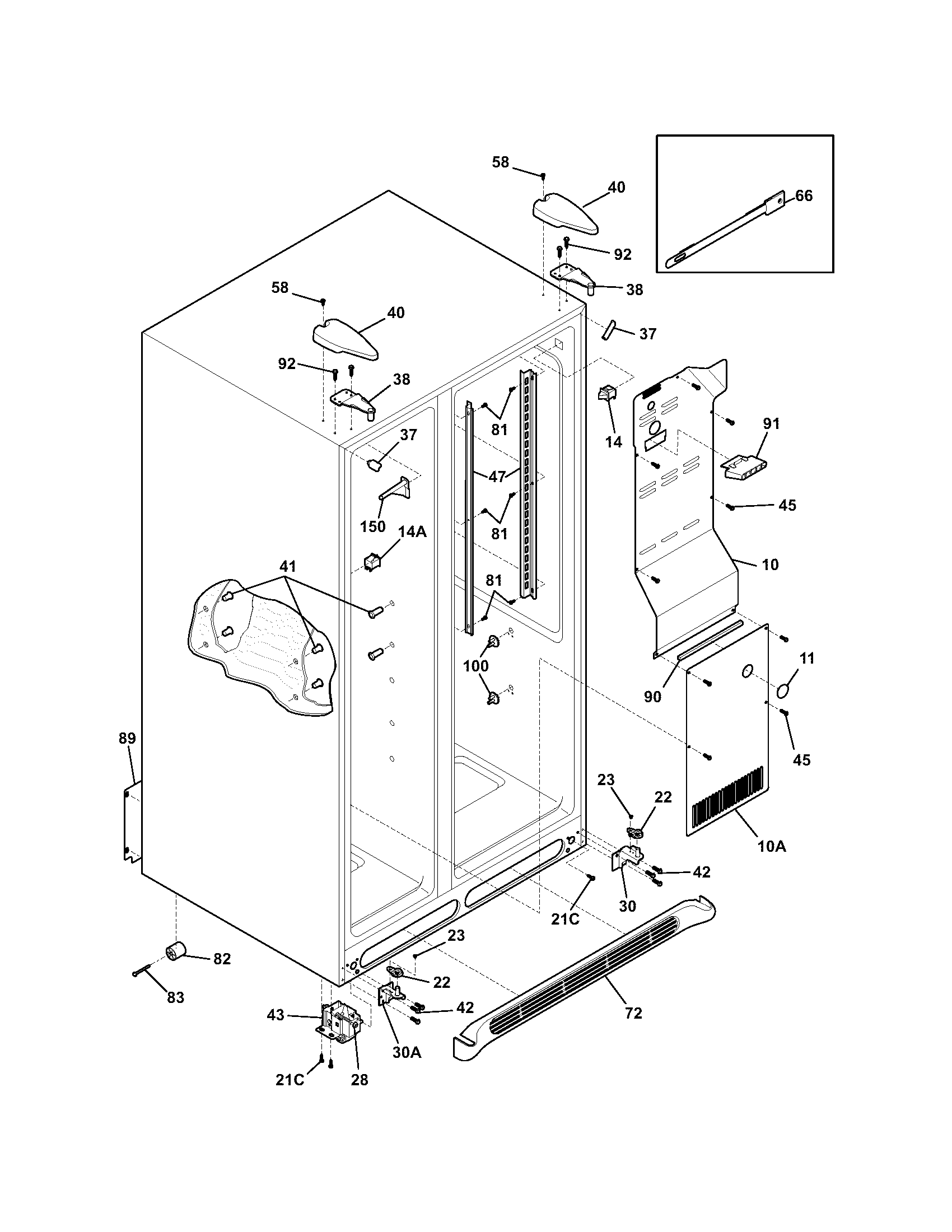 Frigidaire FRS23H7CSB2 cabinet diagram