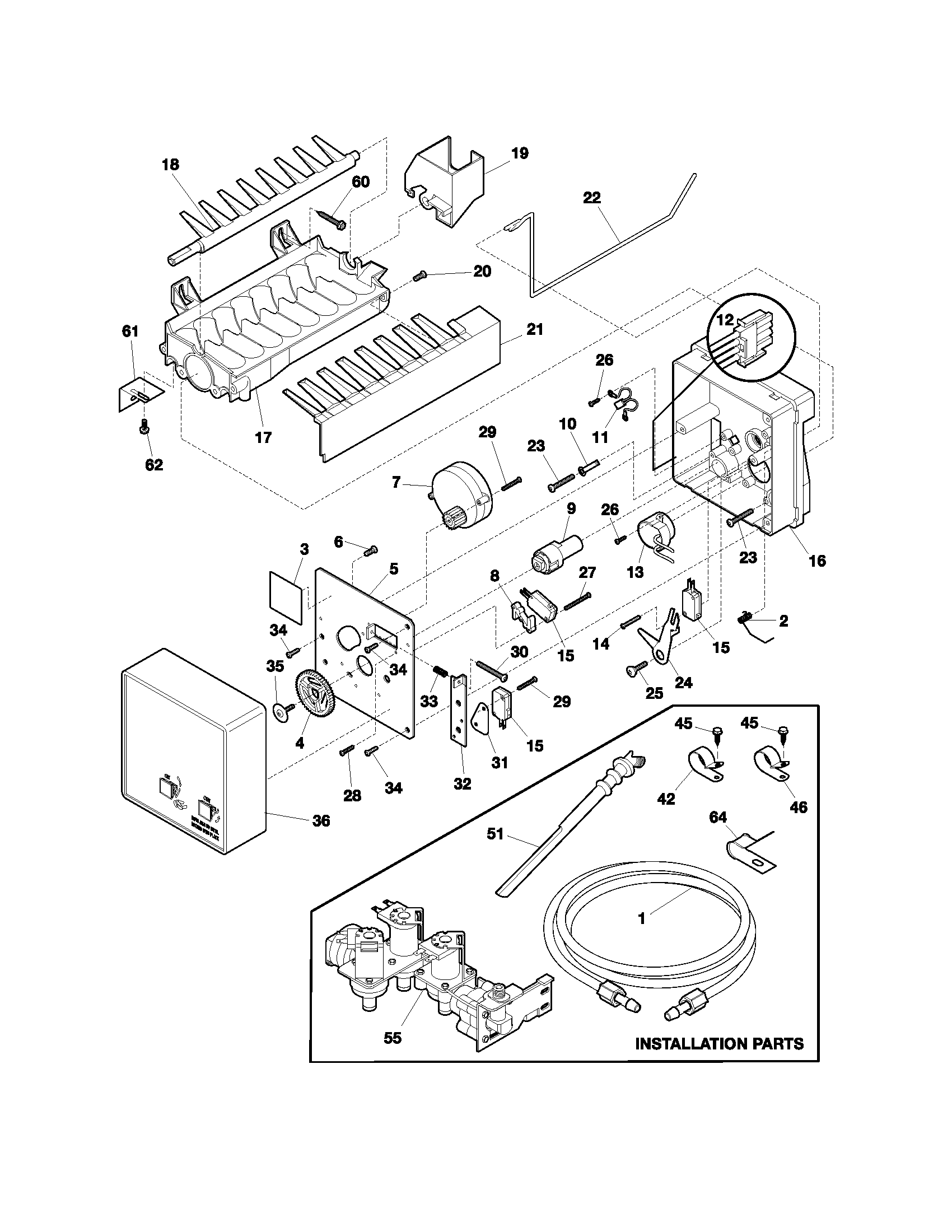 Frigidaire FRS23H7CSB2 ice maker diagram