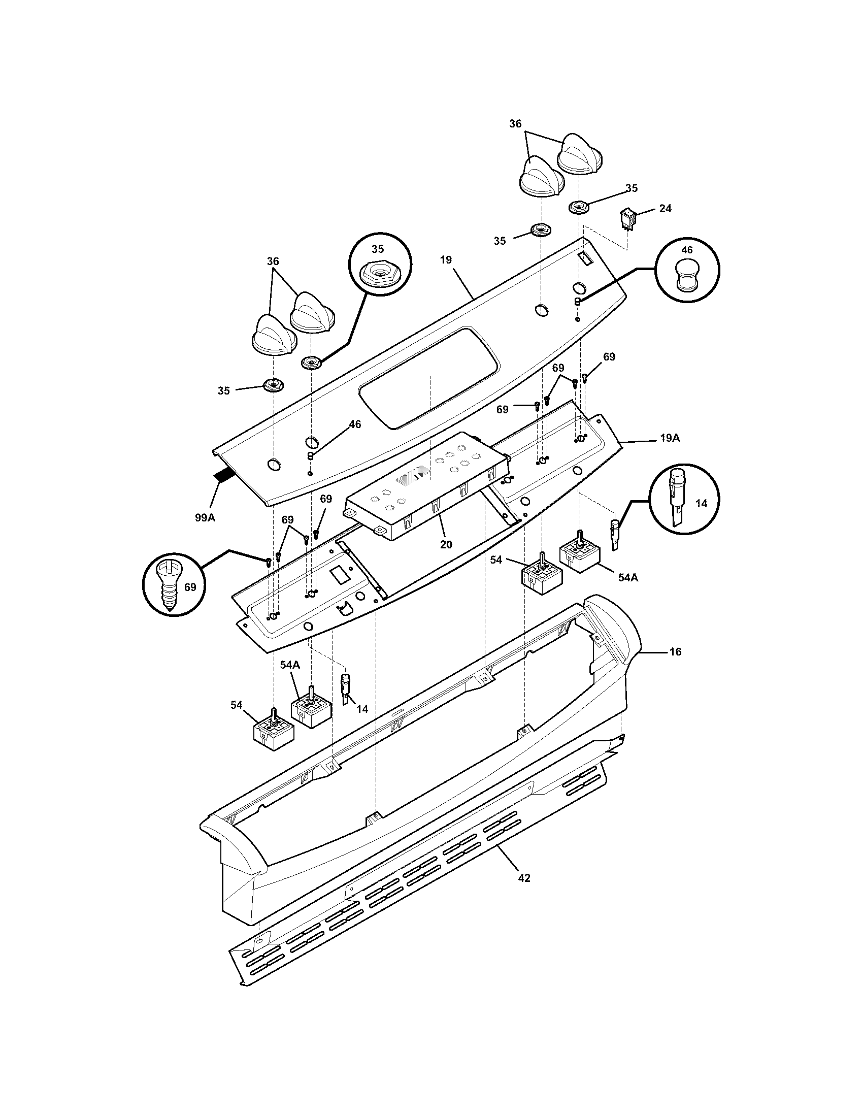 Frigidaire FES368DQA backguard diagram