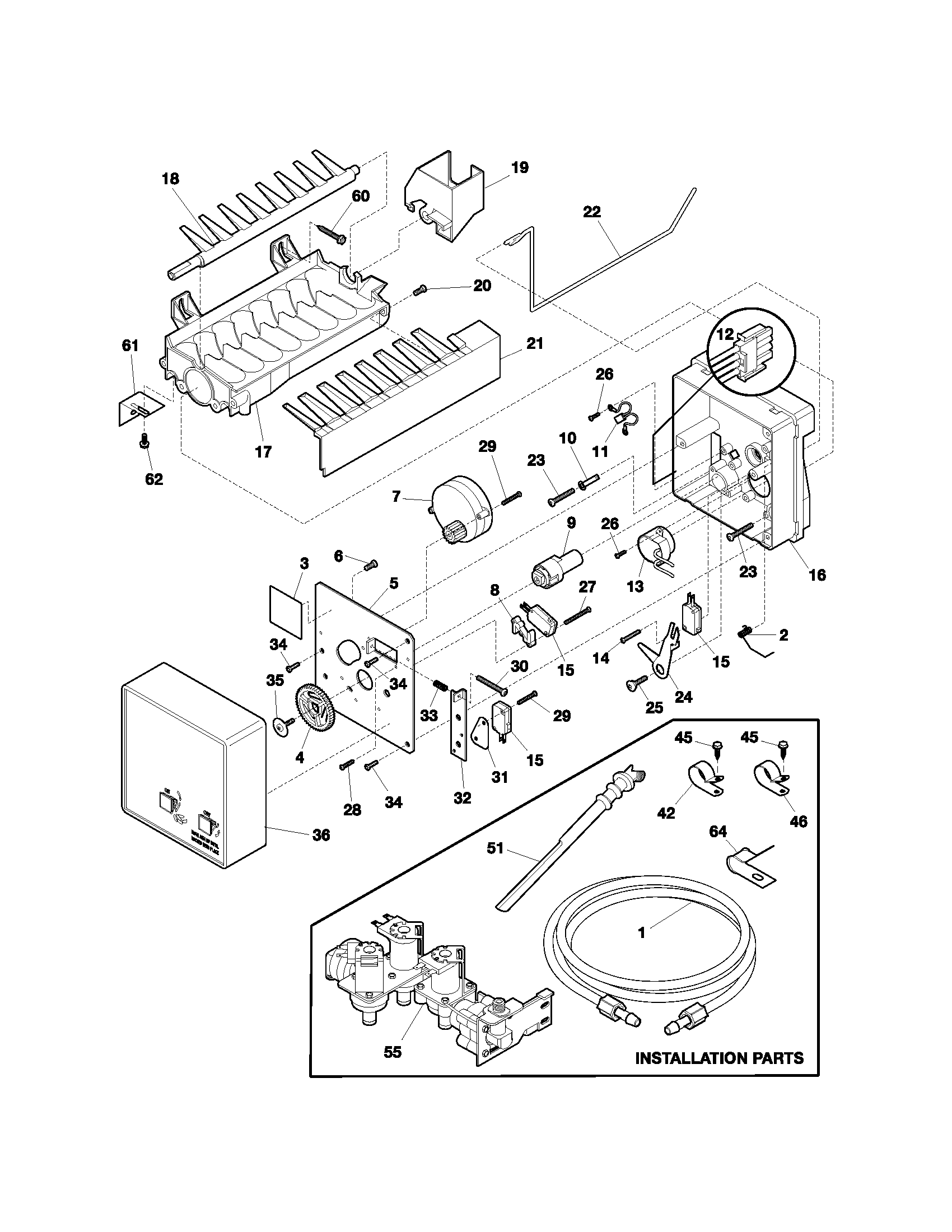Kenmore 25353624302 ice maker diagram