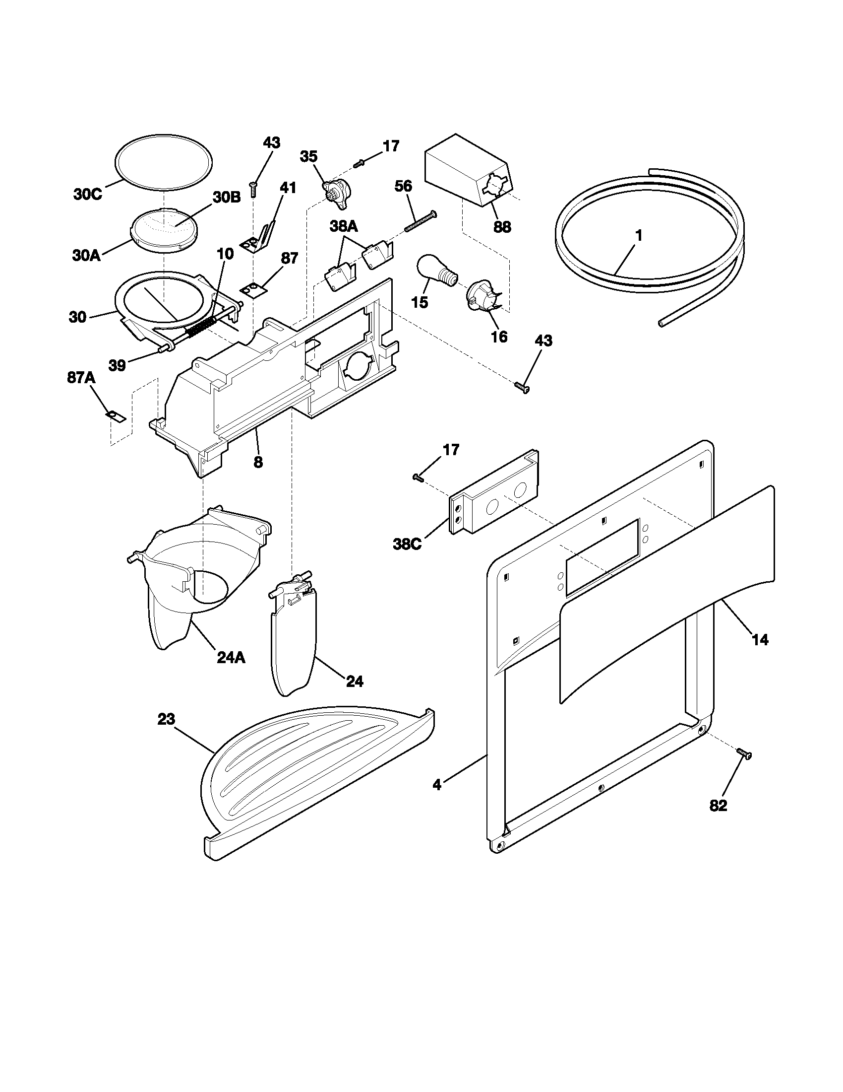 Kenmore 25353324305 ice & water dispenser diagram