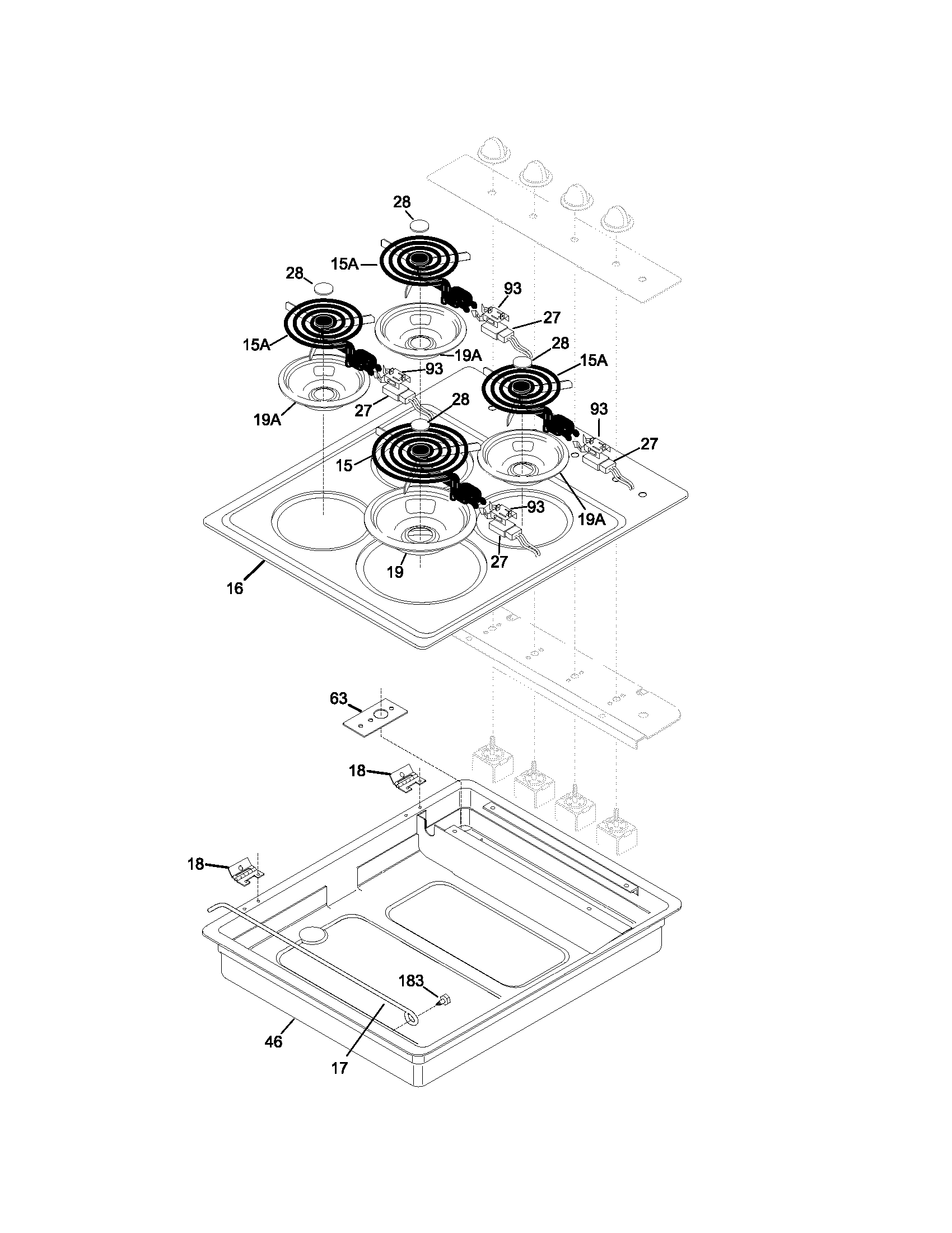 Frigidaire FEC26C2AQD maintop diagram