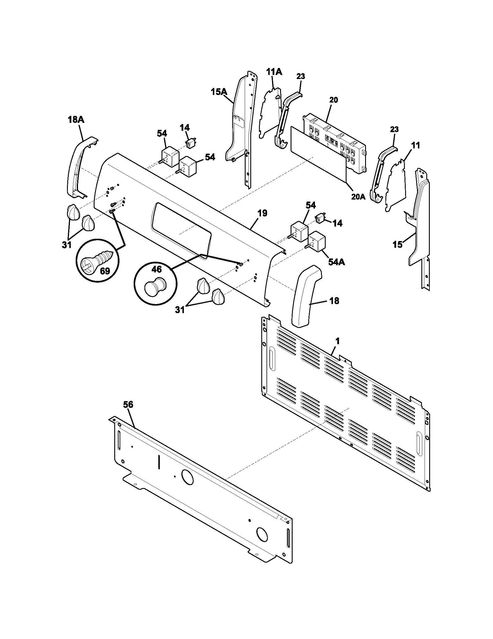 Frigidaire FEF361AWF backguard diagram