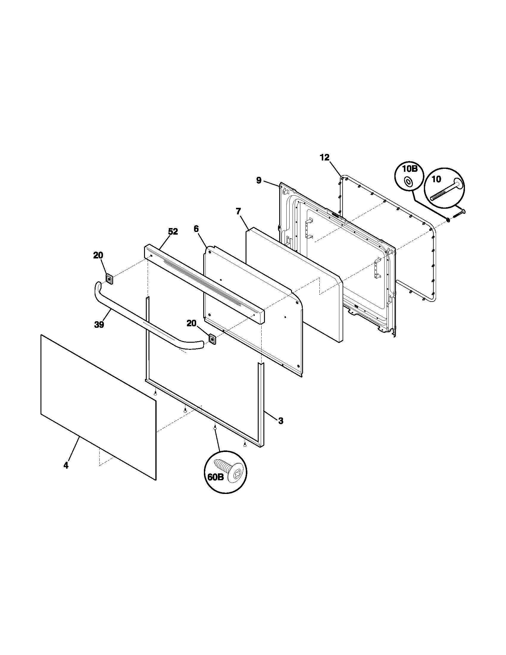 Frigidaire FEF361AWF door diagram