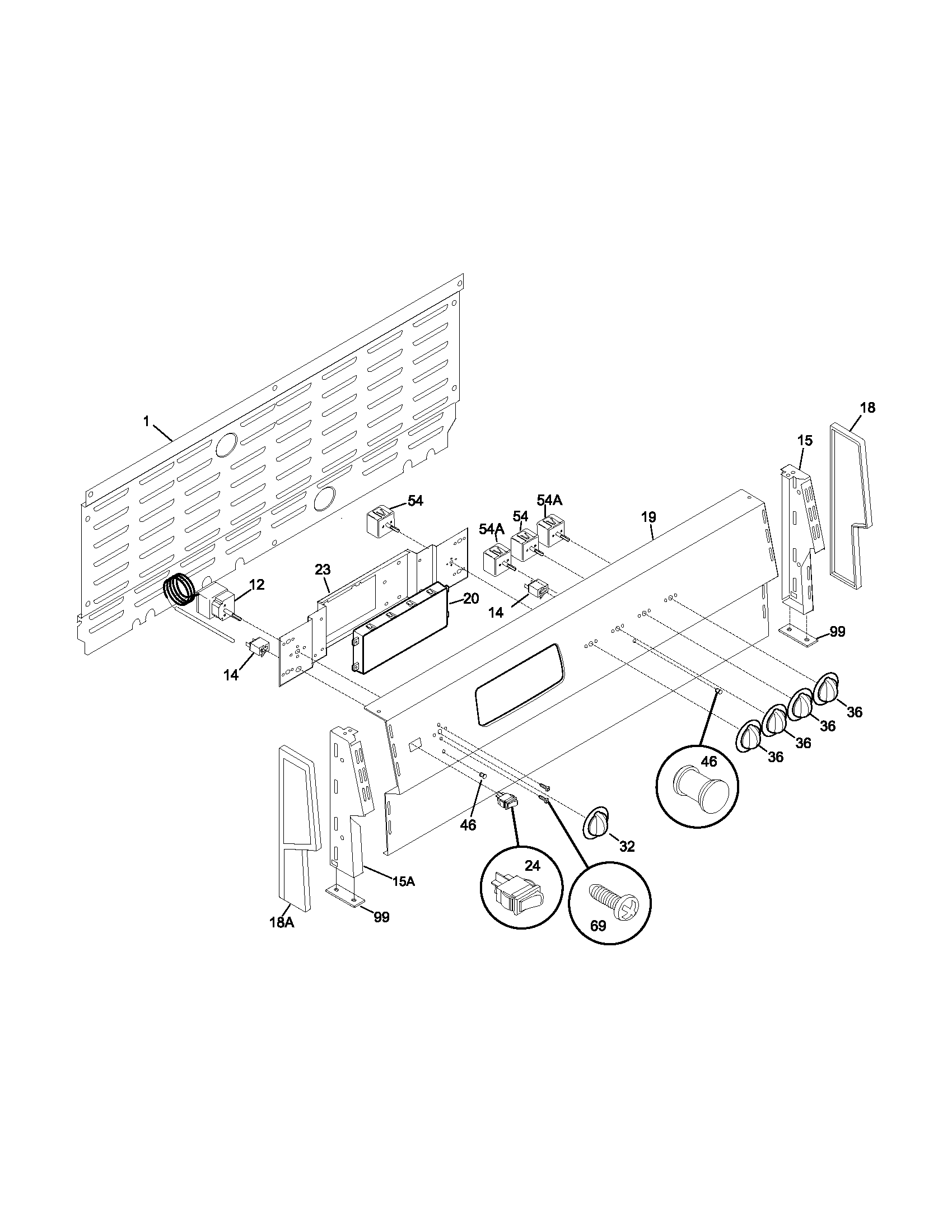Frigidaire FEF450BWD backguard diagram