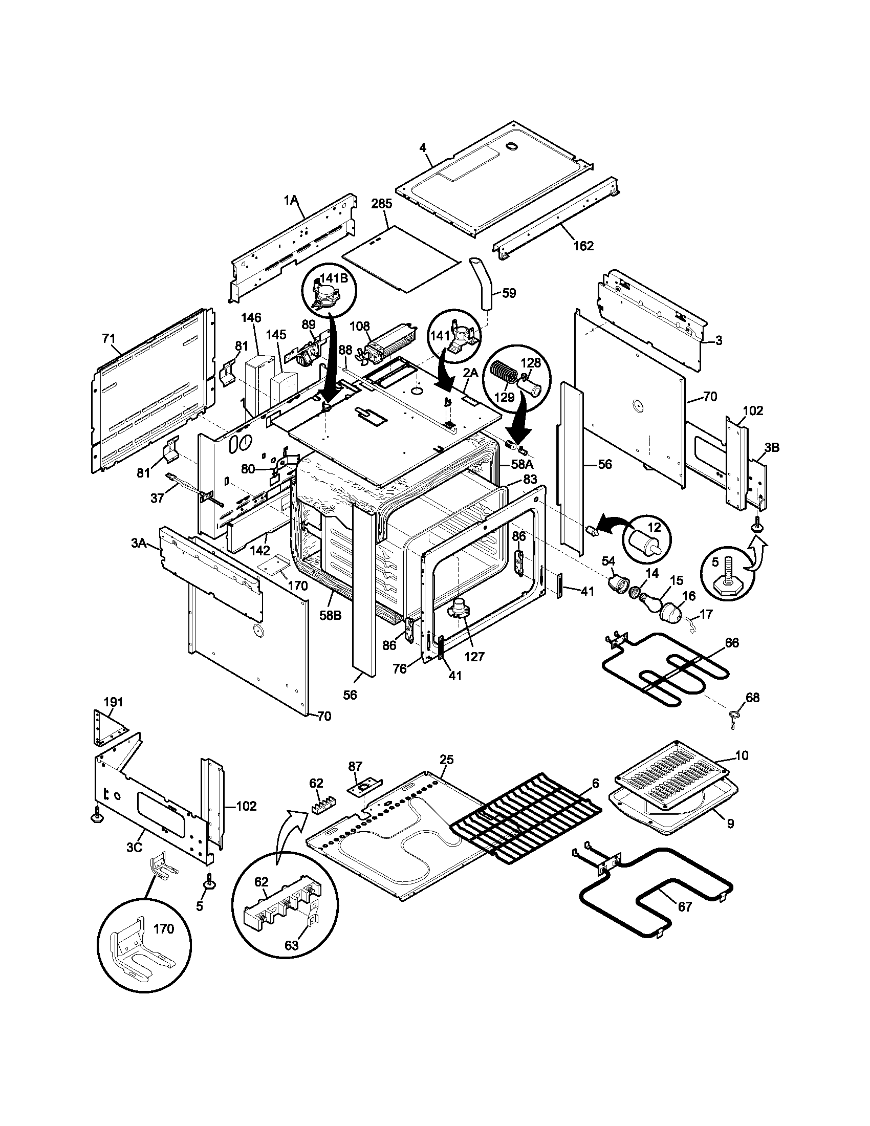 Frigidaire FES355DSB body diagram