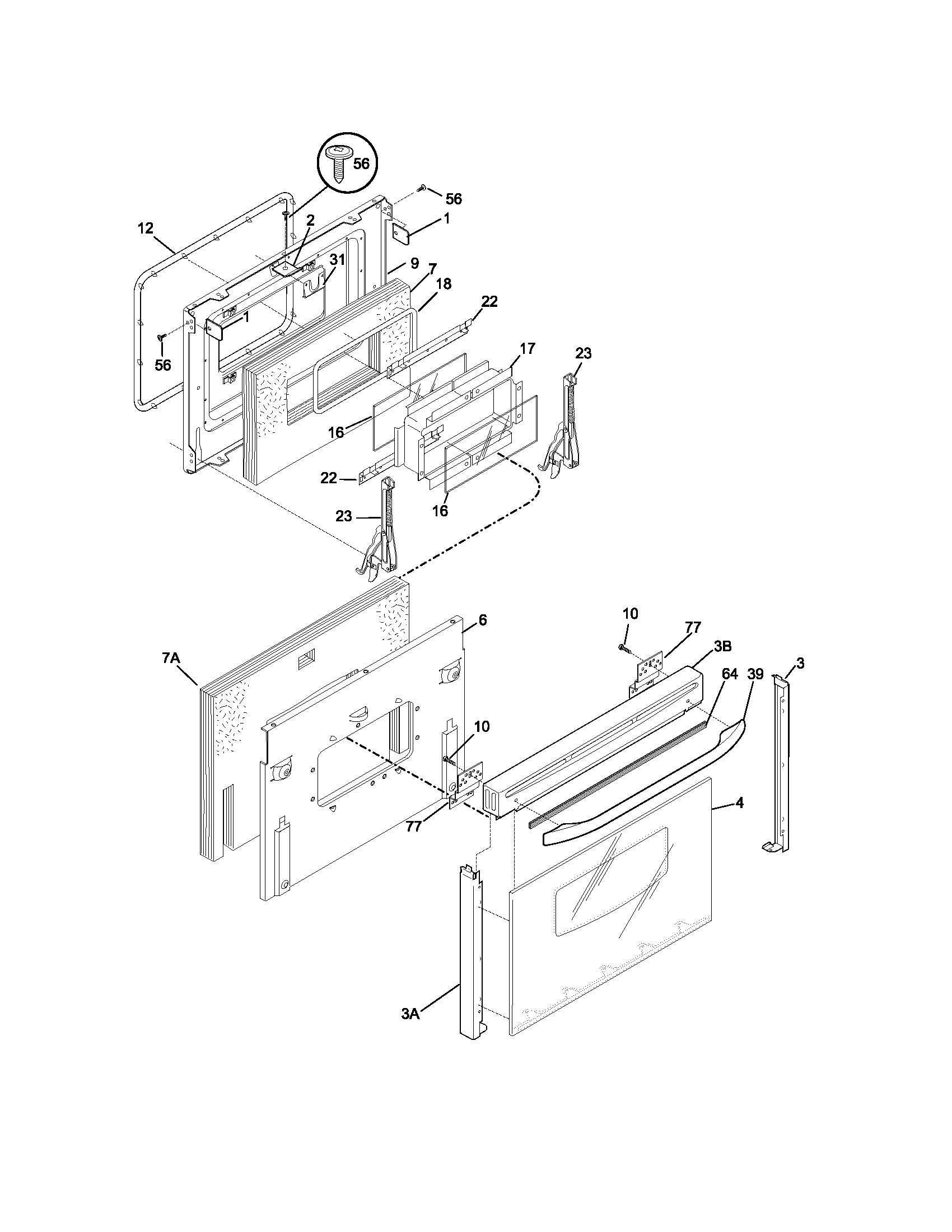 Frigidaire FES355DSB door diagram