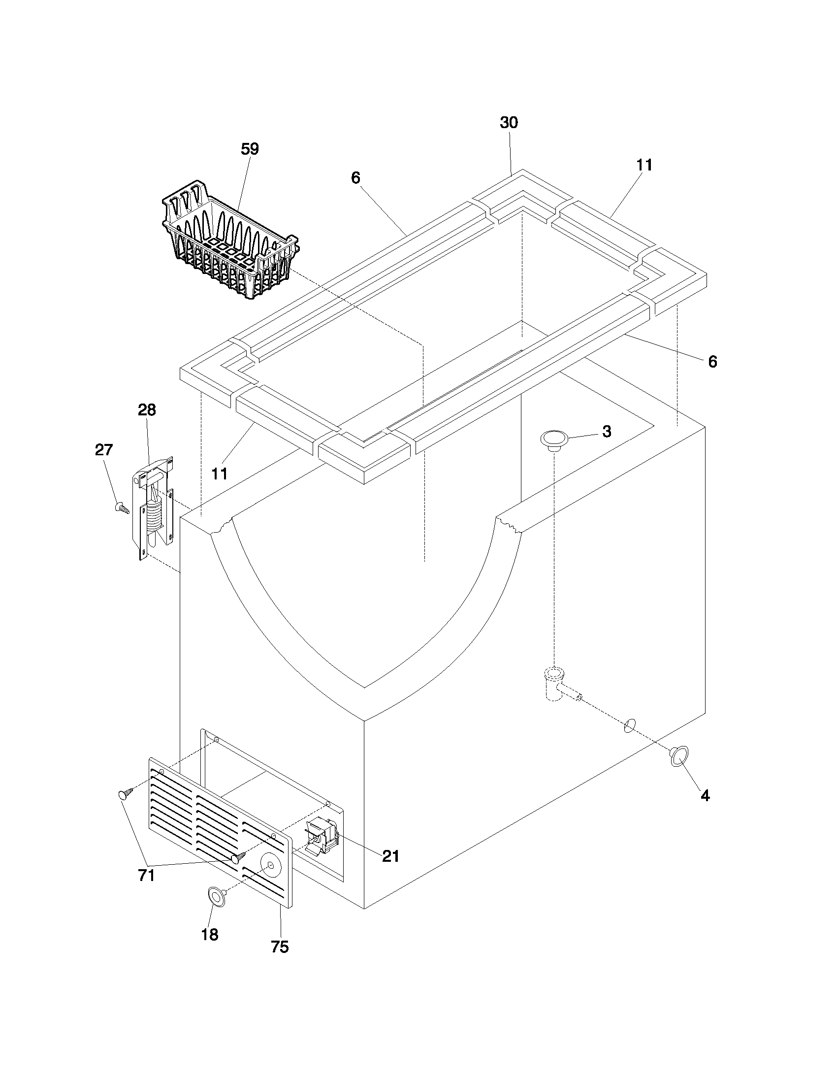 Frigidaire FFC07C2CW2 cabinet diagram