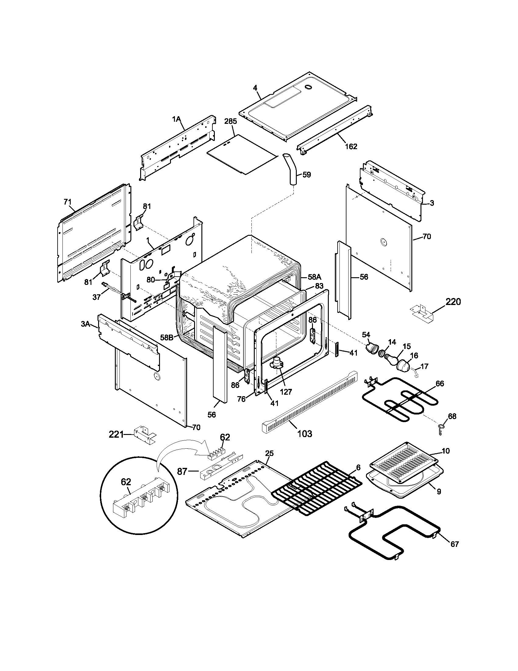 Frigidaire FED300DSB body diagram