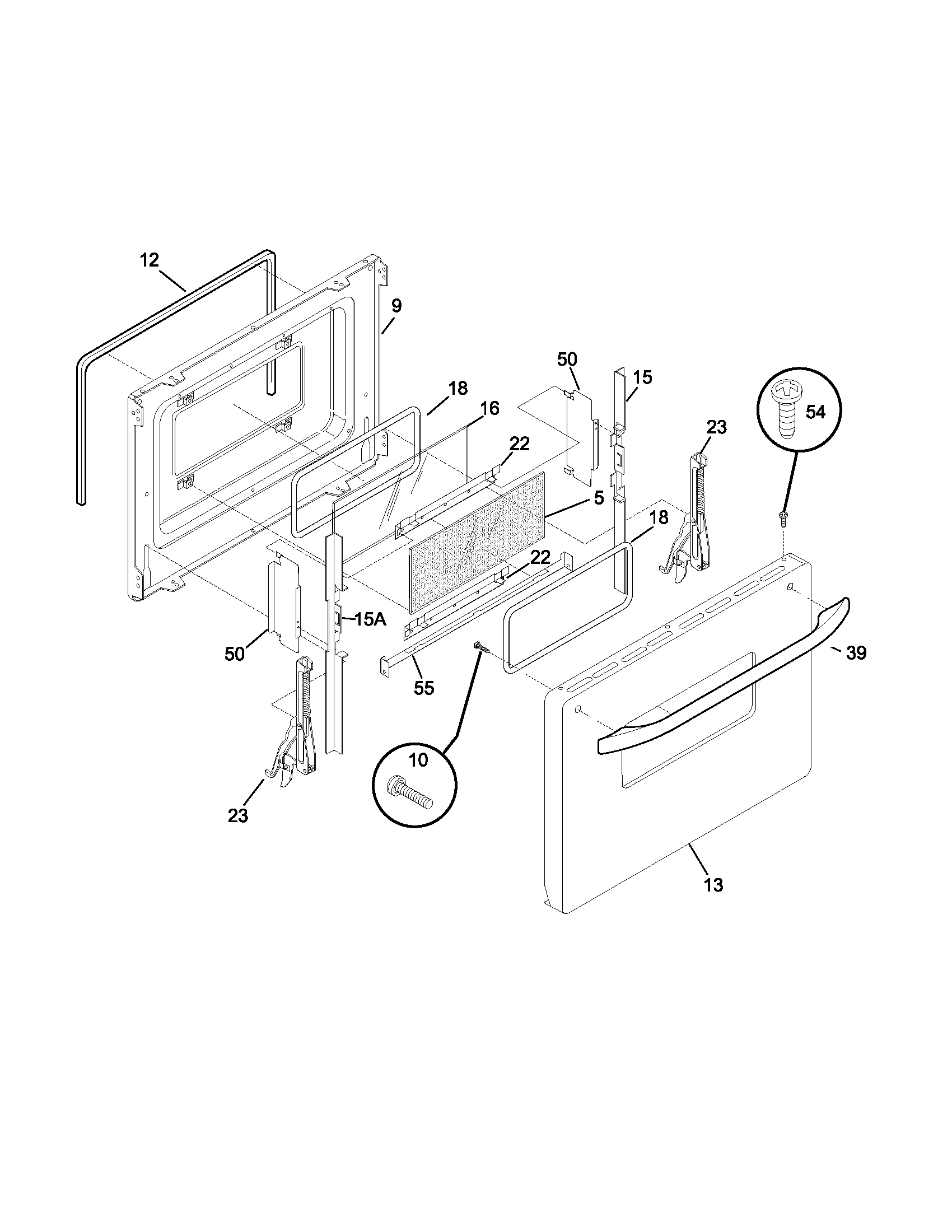 Frigidaire FED300DSB door diagram
