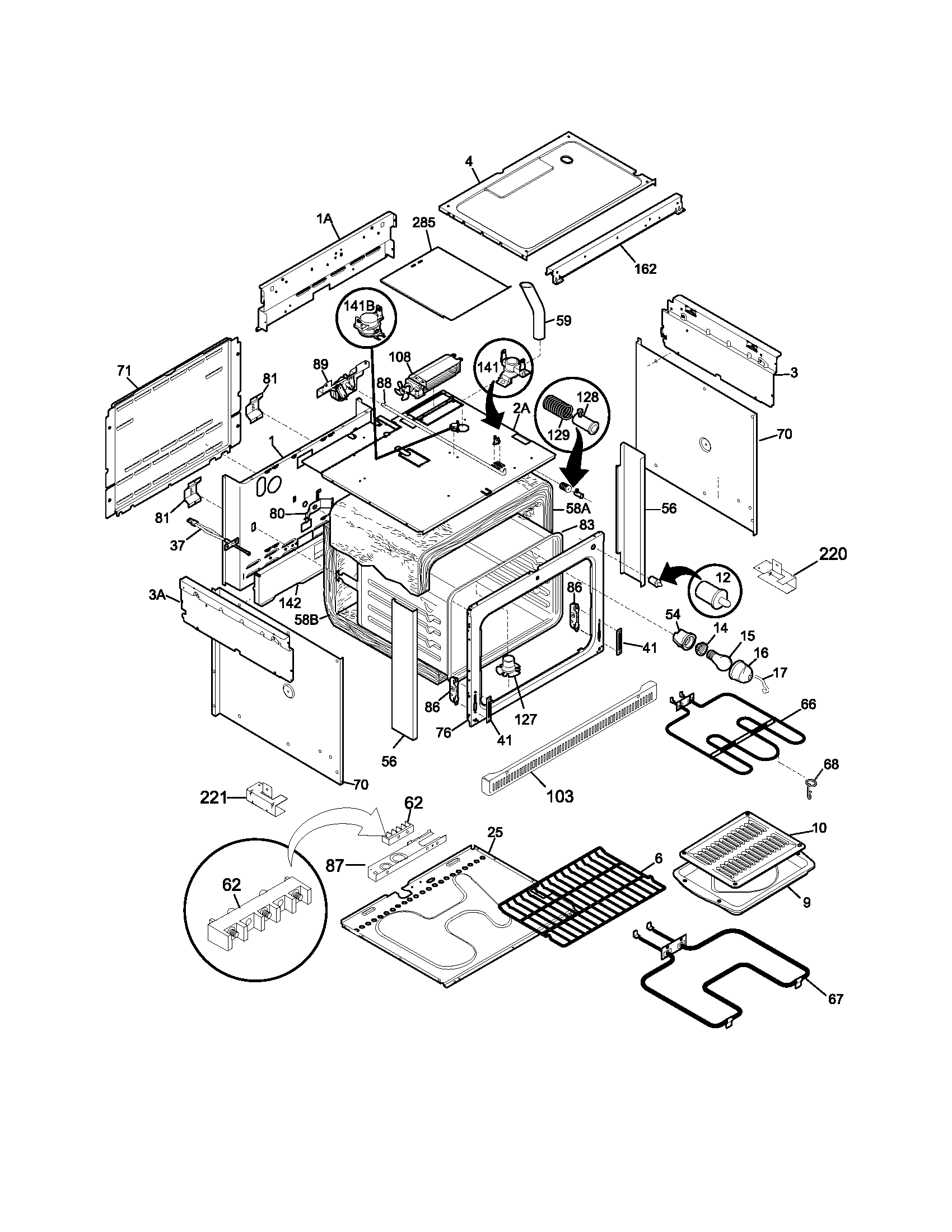 Frigidaire FED355DBB body diagram