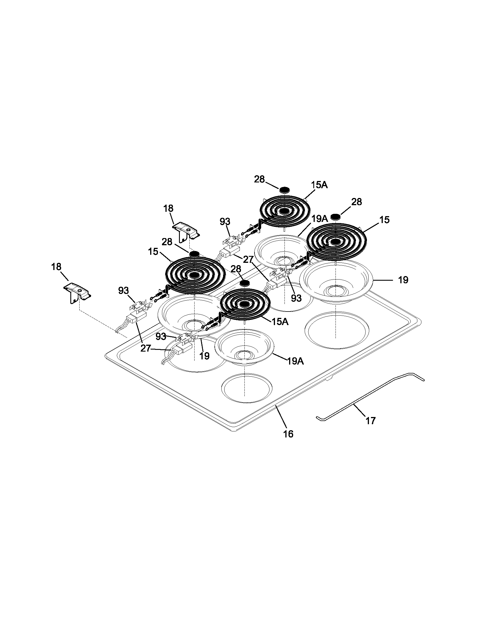 Frigidaire FED355DBB maintop diagram