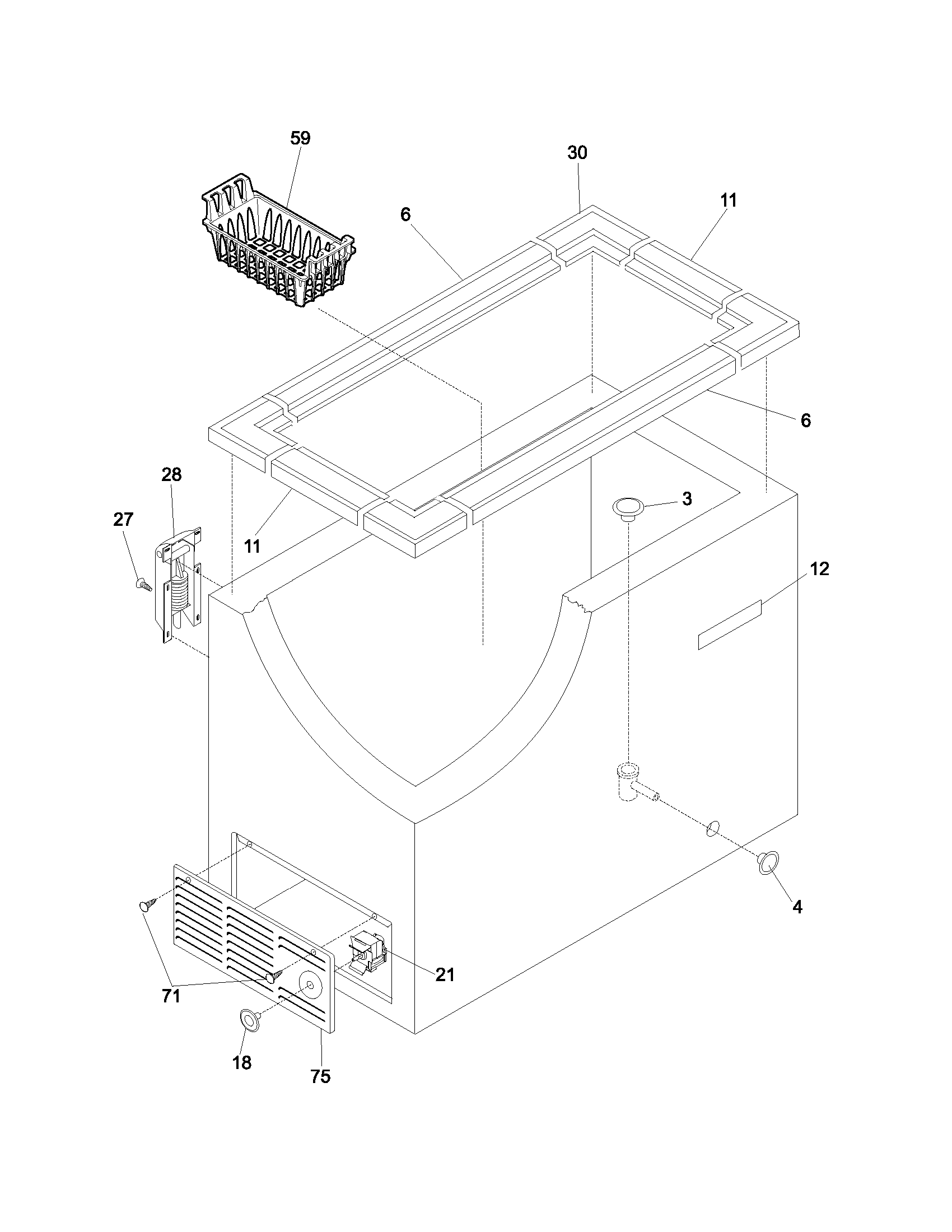 Frigidaire FFC07K0CW1 cabinet diagram