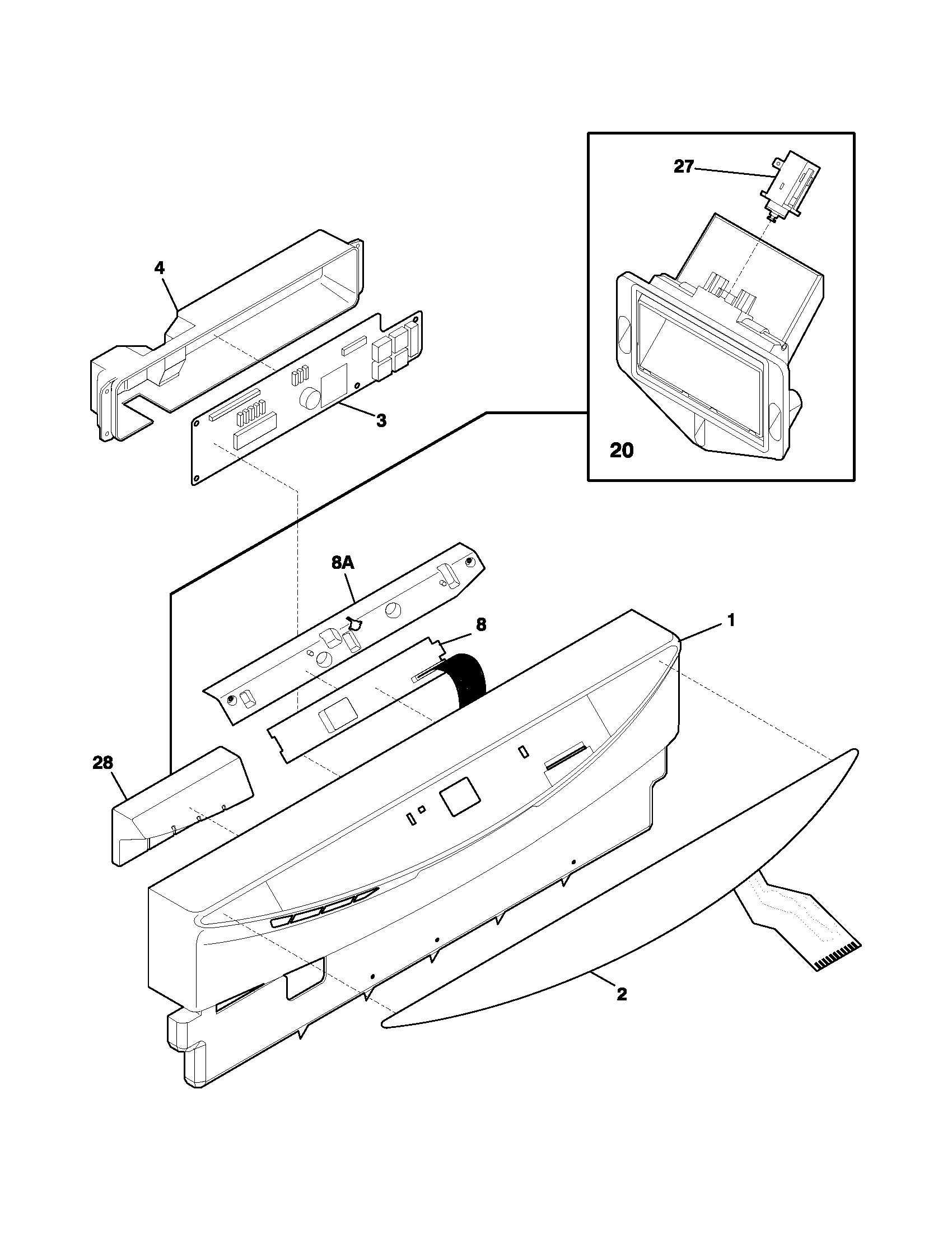 Frigidaire GLD2555NDQ0 control panel diagram