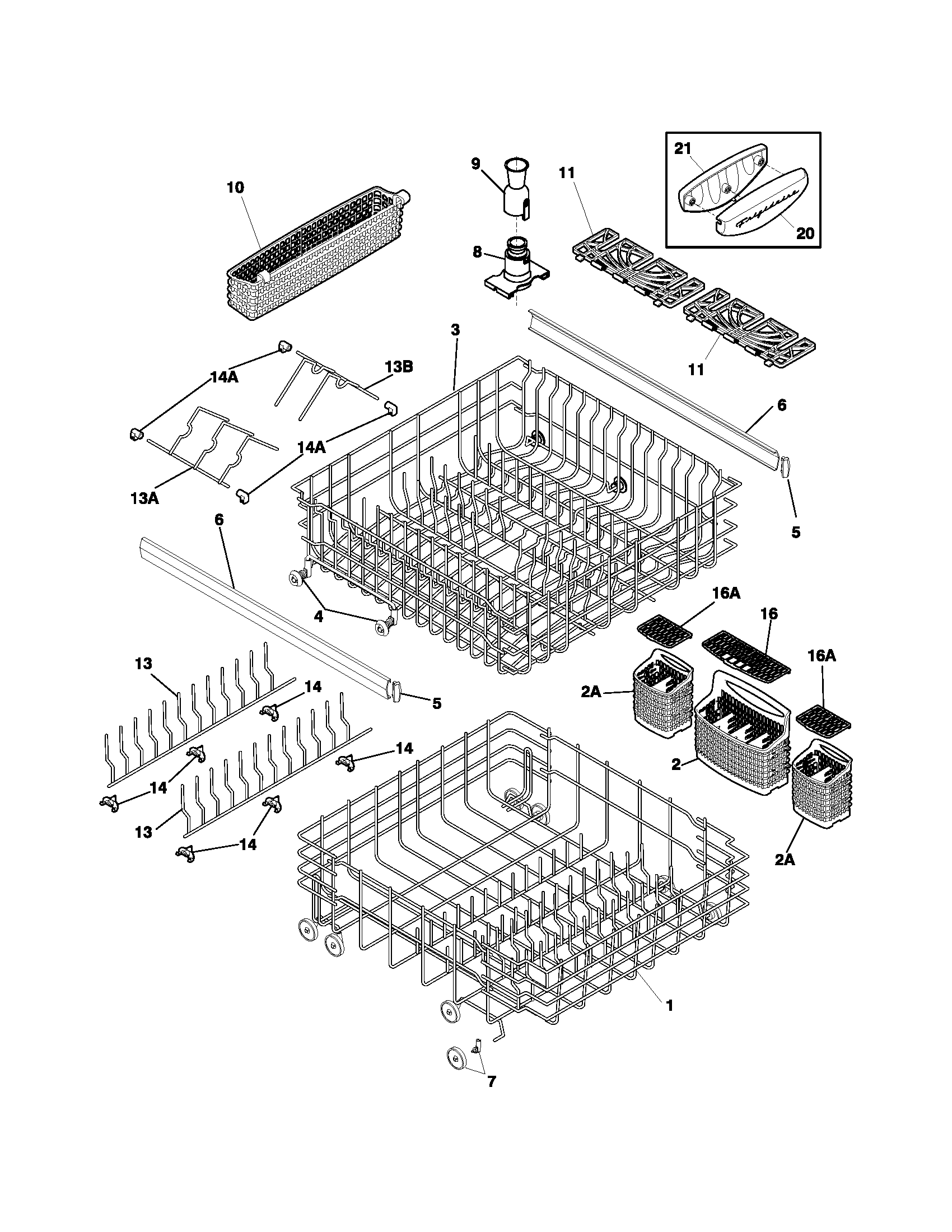 Frigidaire GLD2555NDQ0 racks diagram