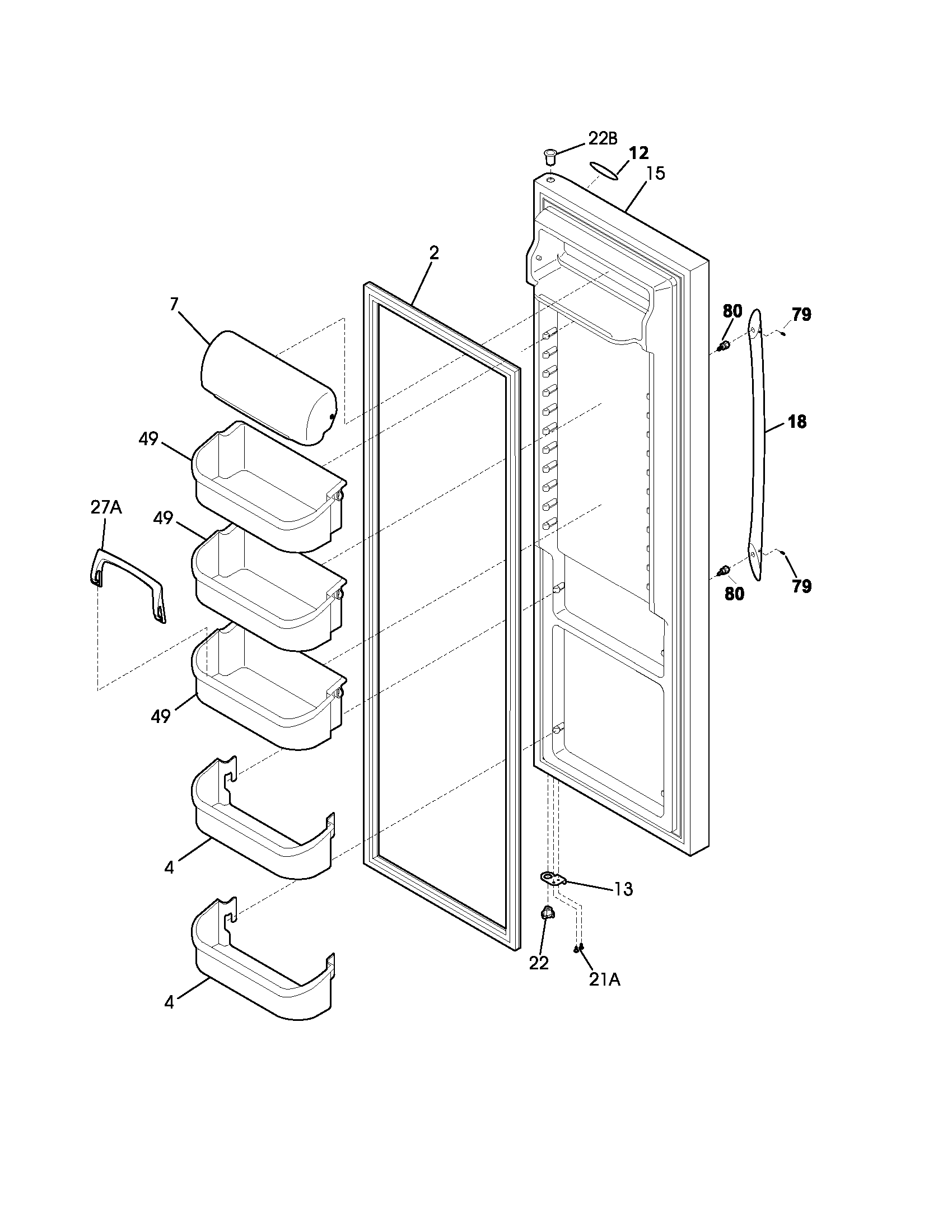Frigidaire PLHS269ZCB4 refrigerator door diagram