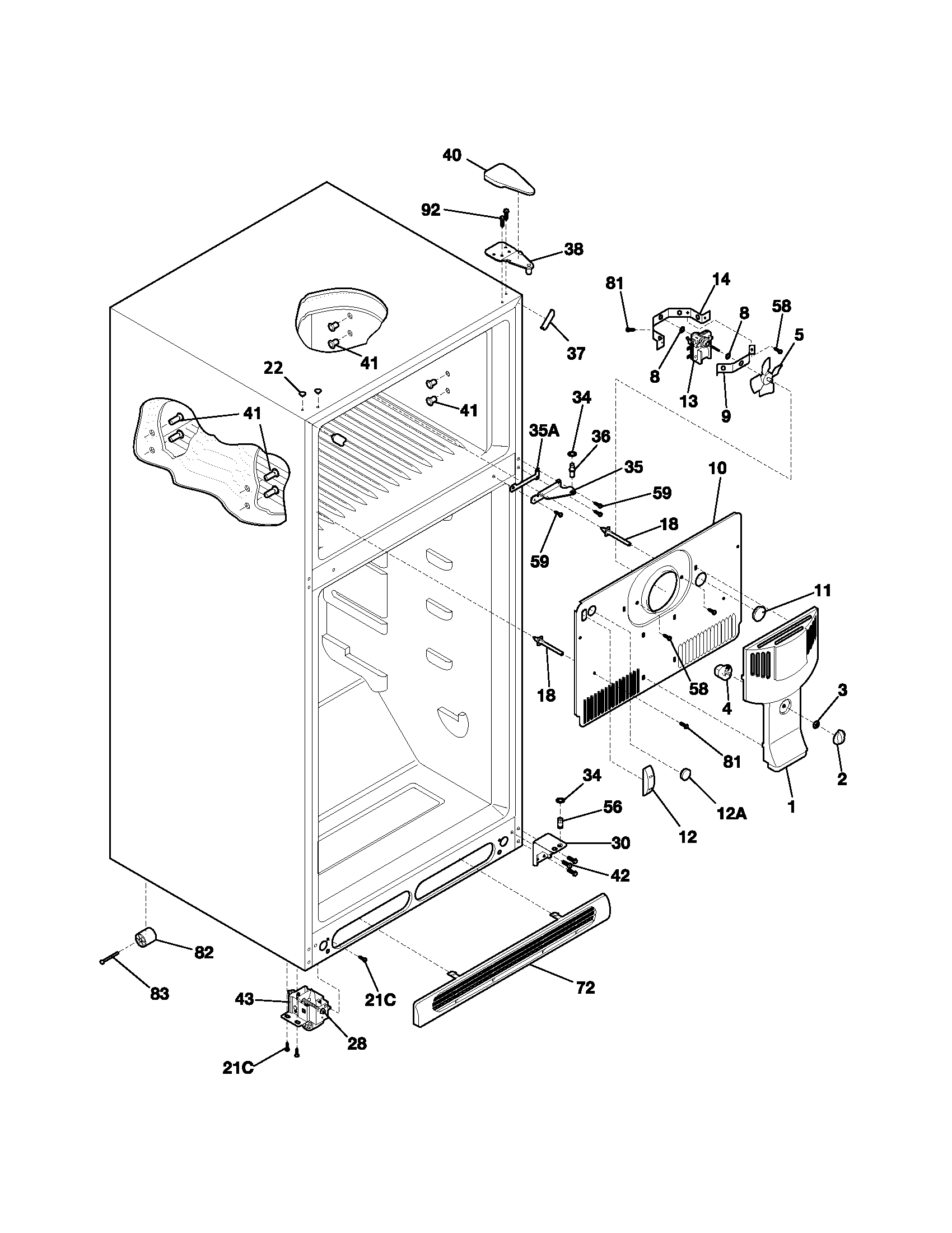 Kenmore 25364812400 cabinet diagram