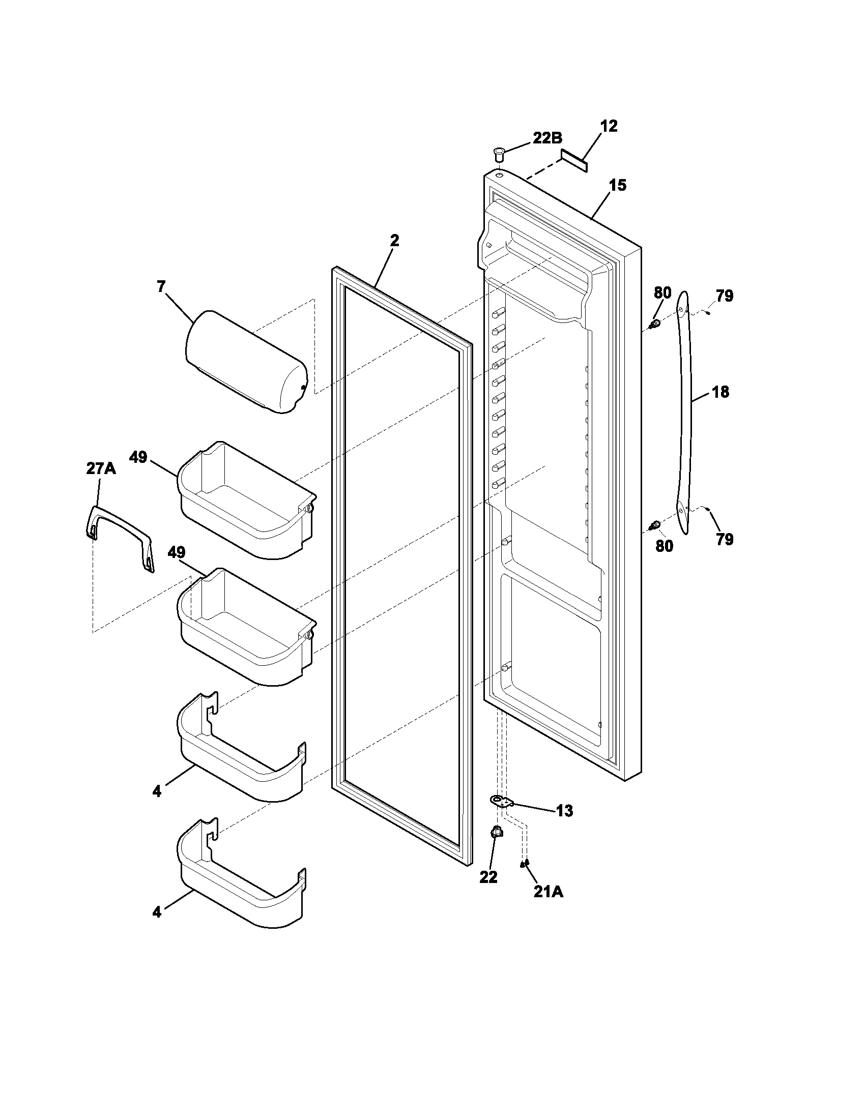 Frigidaire PLHS267ZCB4 refrigerator door diagram