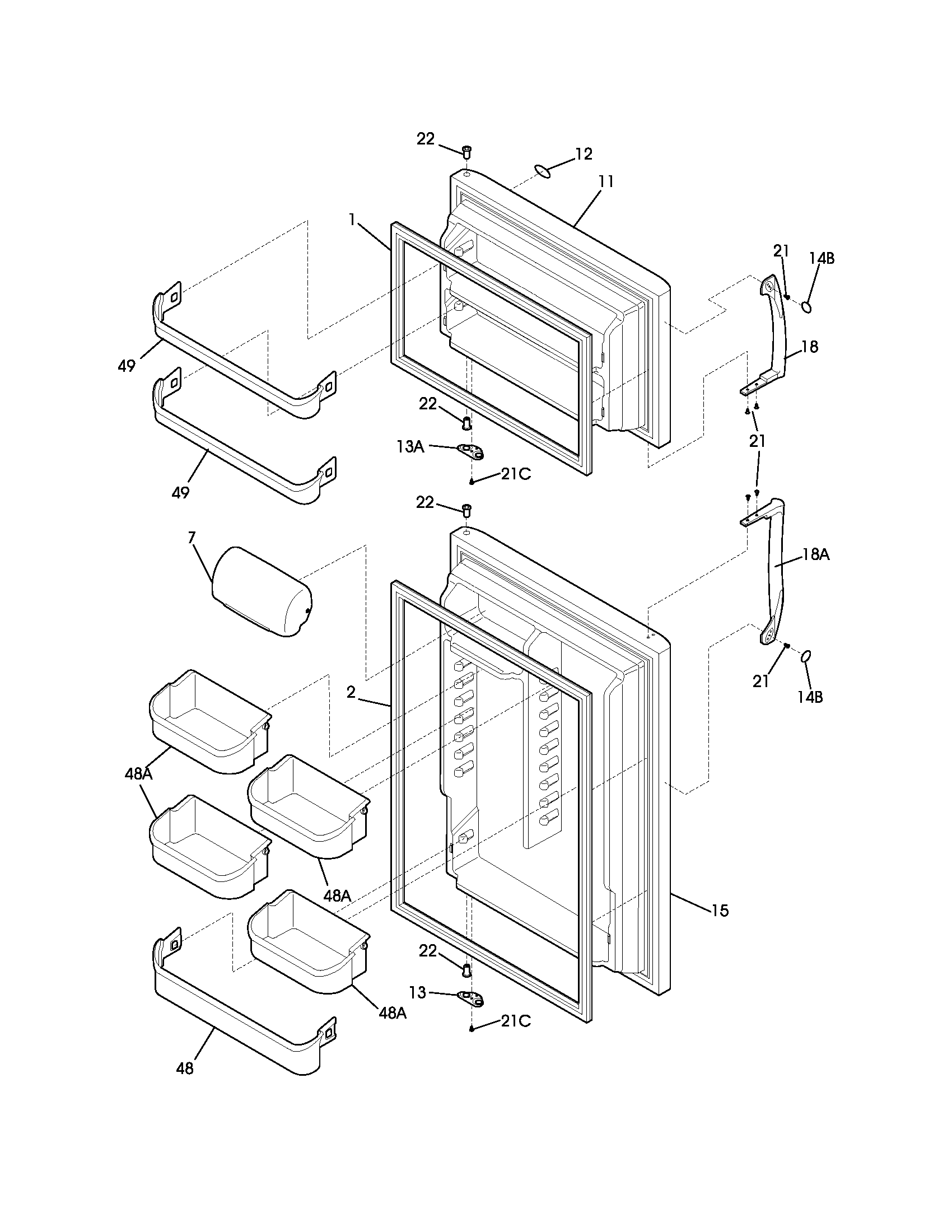 Frigidaire FRT21H7ASB5 door diagram