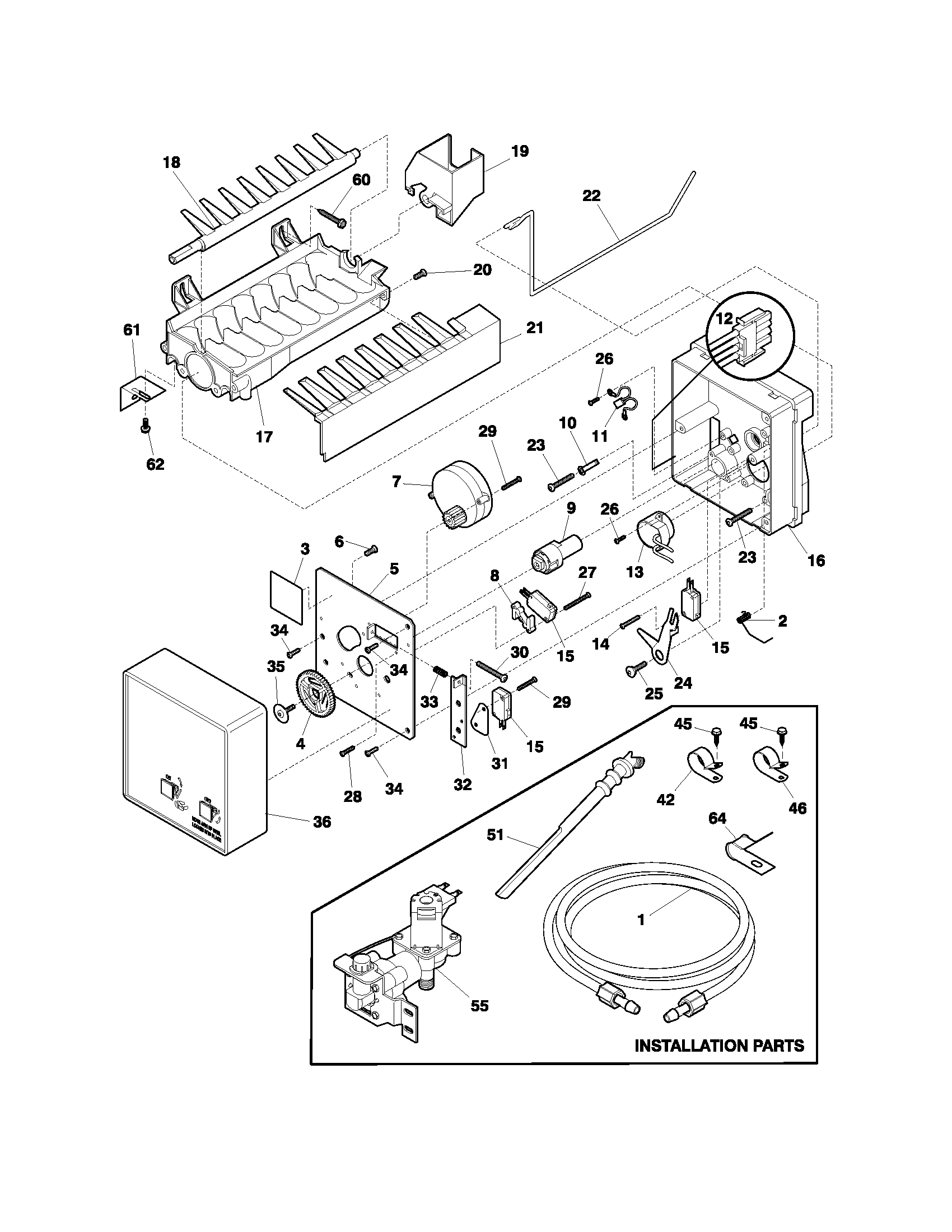 Frigidaire FRT21LR7AB9 ice maker diagram