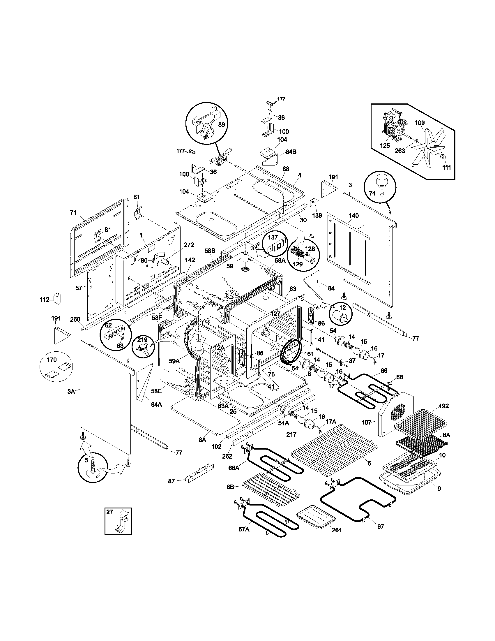 Frigidaire PLEF489CCD body diagram