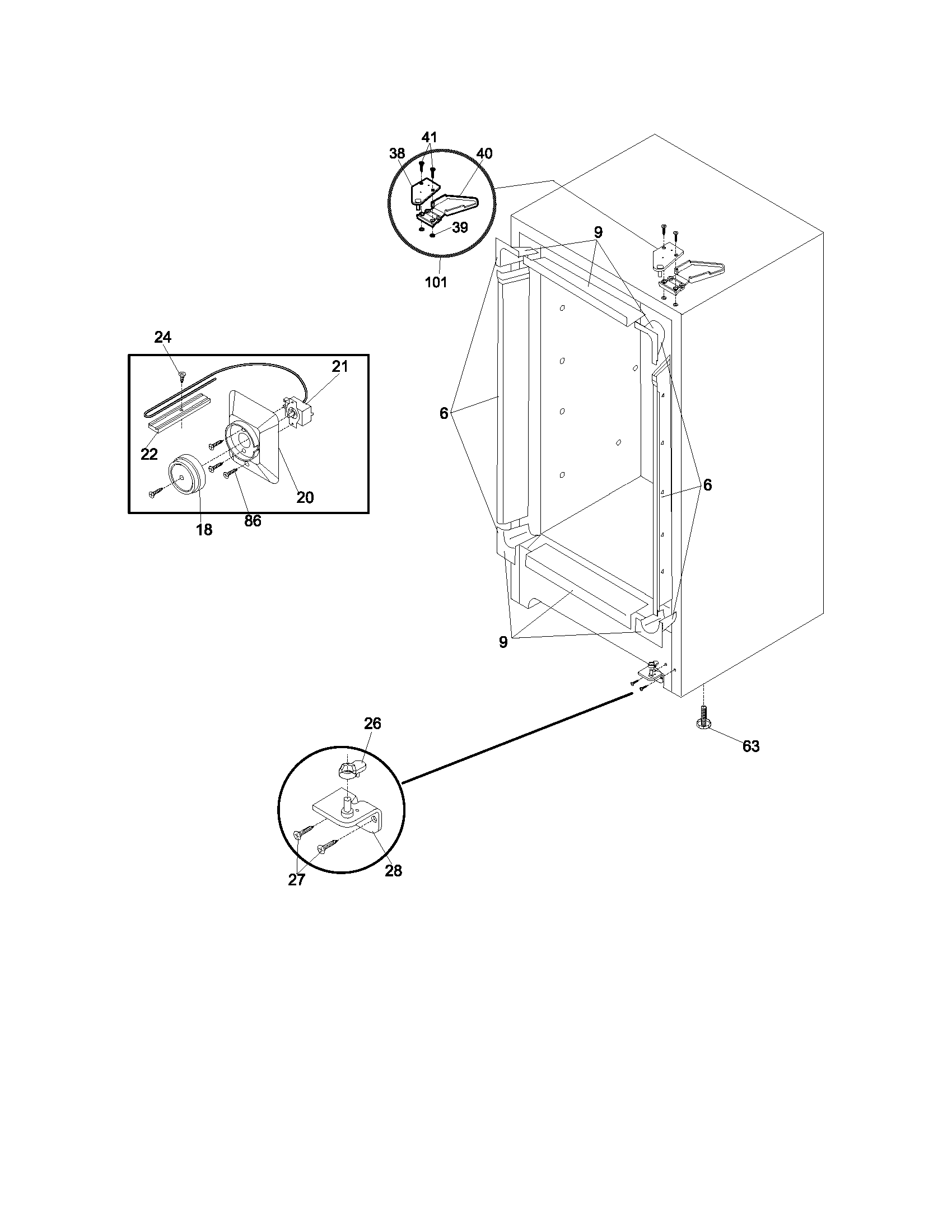 Frigidaire FFU12K0CW2 cabinet diagram